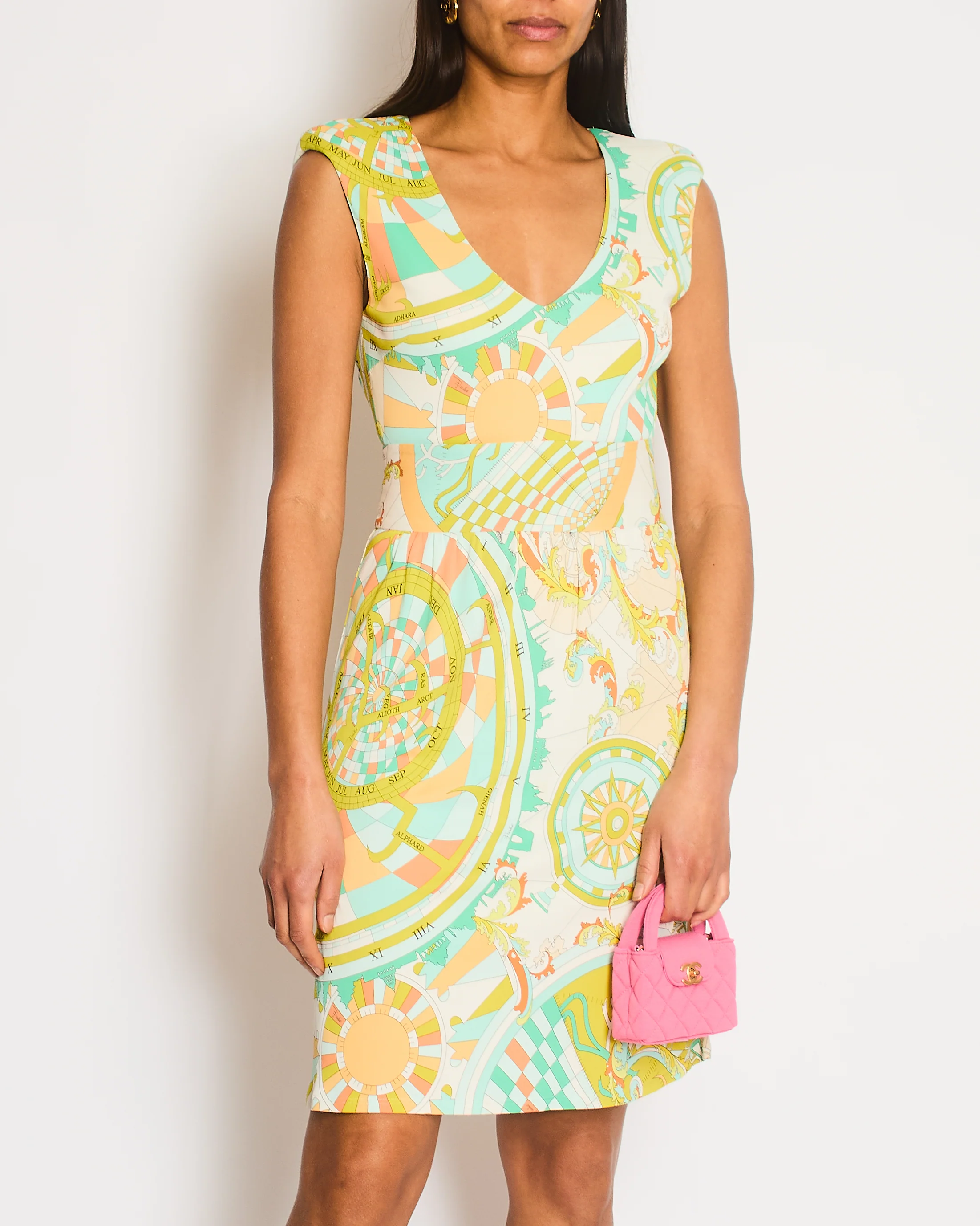 Emilio Pucci Blue, Orange and Green Midi Dress with Back Detail Size IT 38 (UK 6) - Image 2