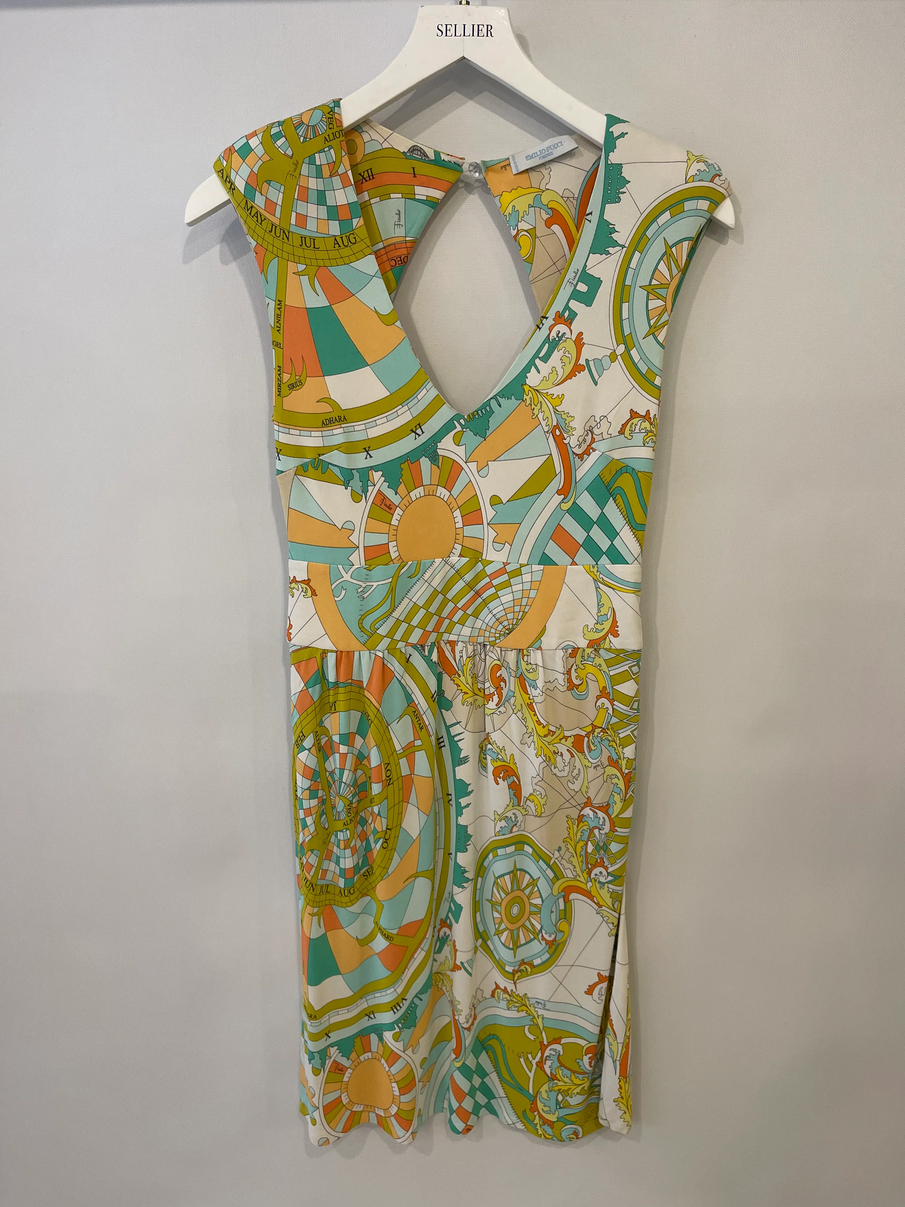 Emilio Pucci Blue, Orange and Green Midi Dress with Back Detail Size IT 38 (UK 6) - Image 9
