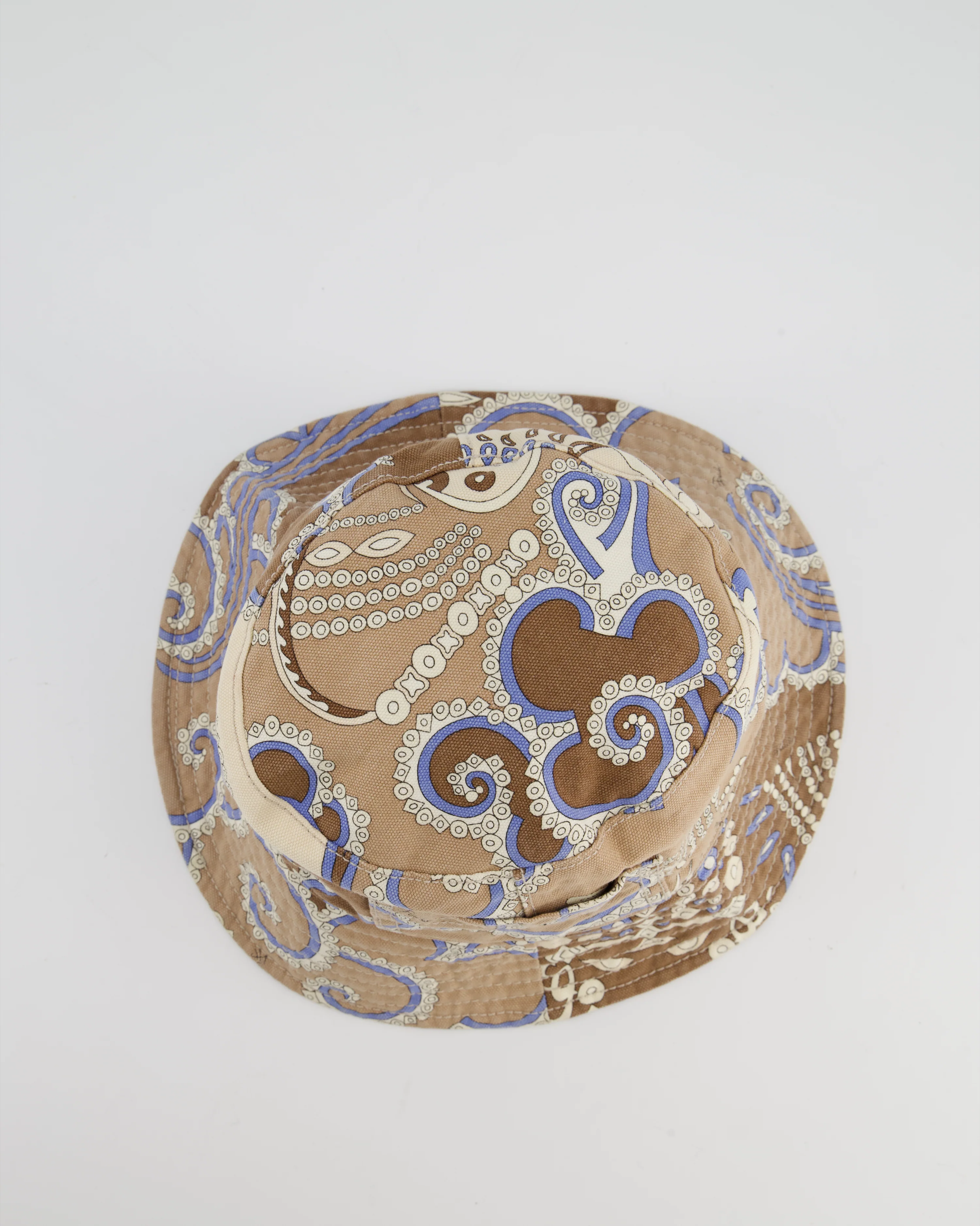 Emilio Pucci Brown, White & Blue Cotton Bucket Hat Size 1 - Image 4
