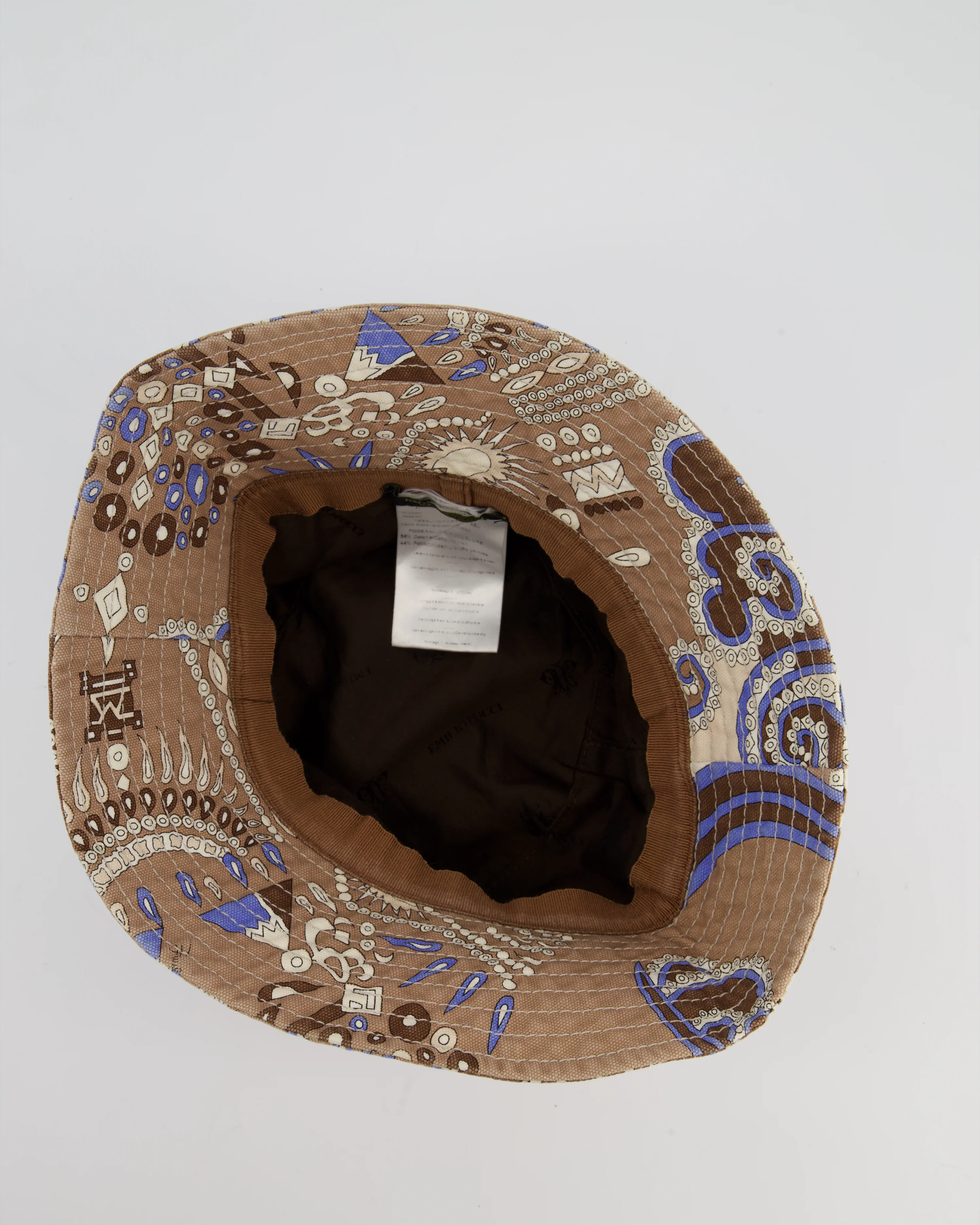 Emilio Pucci Brown, White & Blue Cotton Bucket Hat Size 1 - Image 5
