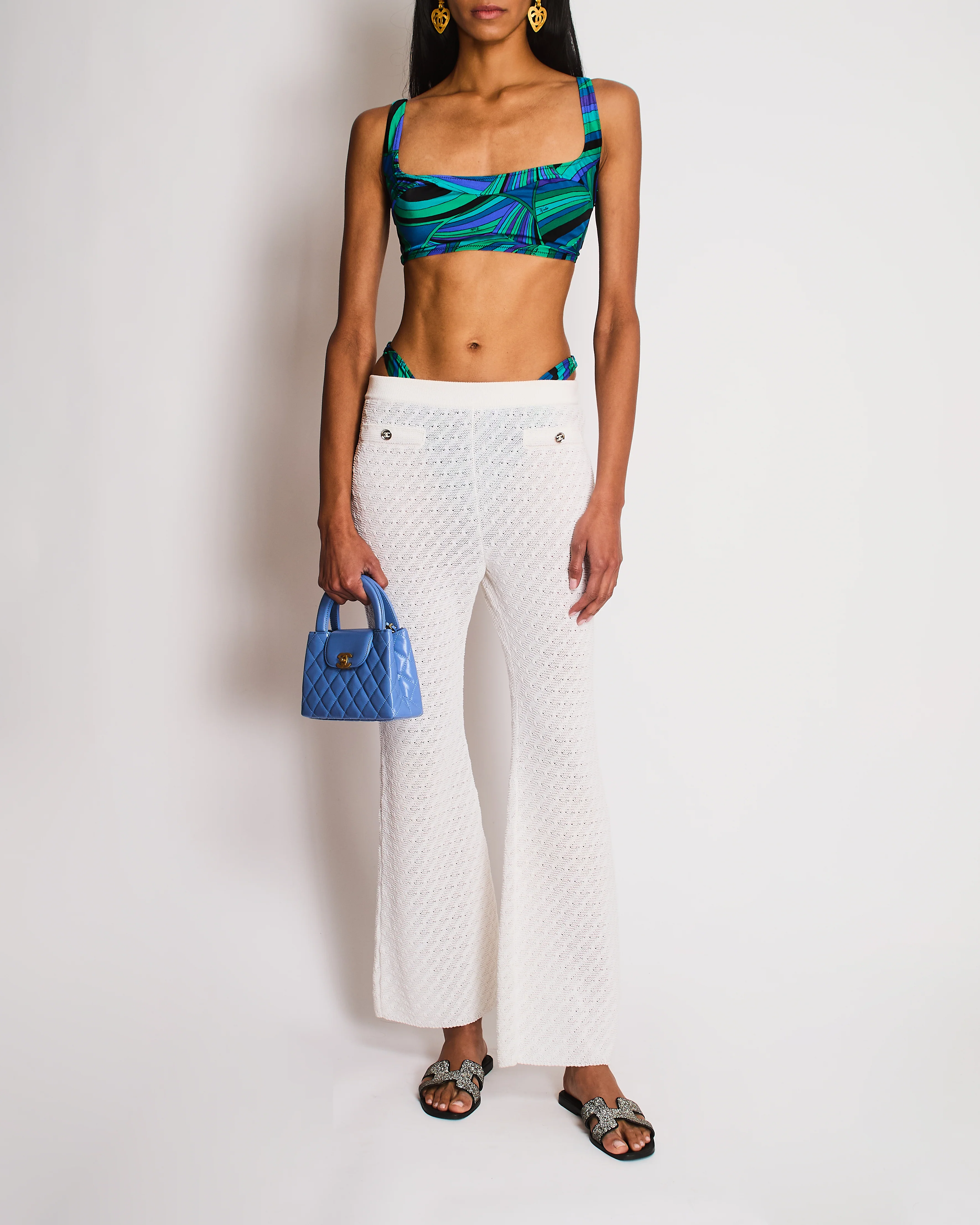 Emilio Pucci Green, Blue and Purple Iride Motif Print Bikini Size L (UK 12) - Image 3