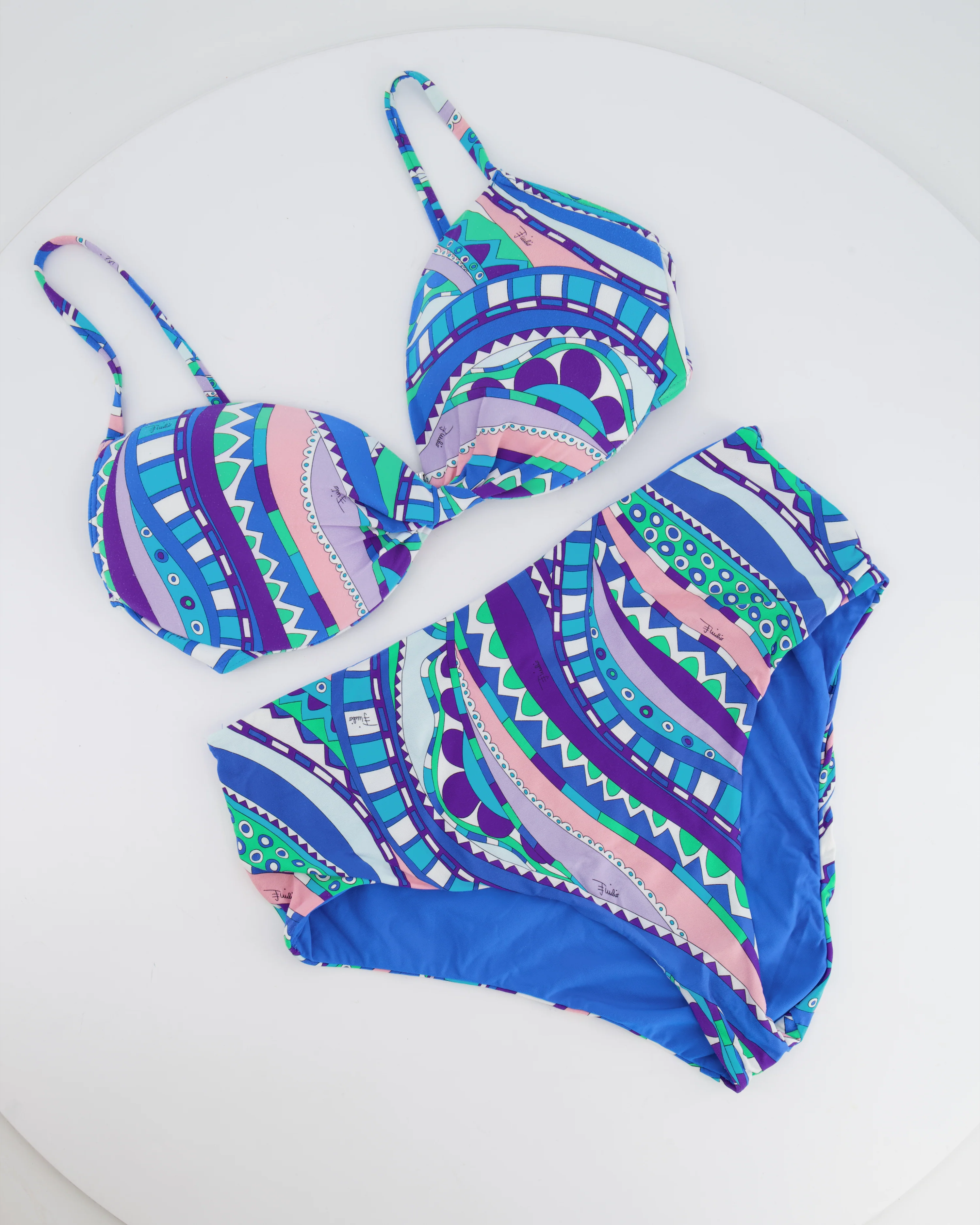 Emilio Pucci Blue and Multicolour Two Piece Bikini Set Size IT 44 (UK 12) - Image 5