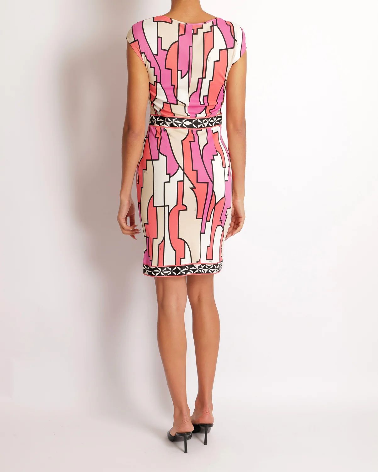 Emilio Pucci Pink & White Patterned Midi Dress Size IT 38 (UK 6) - Image 4