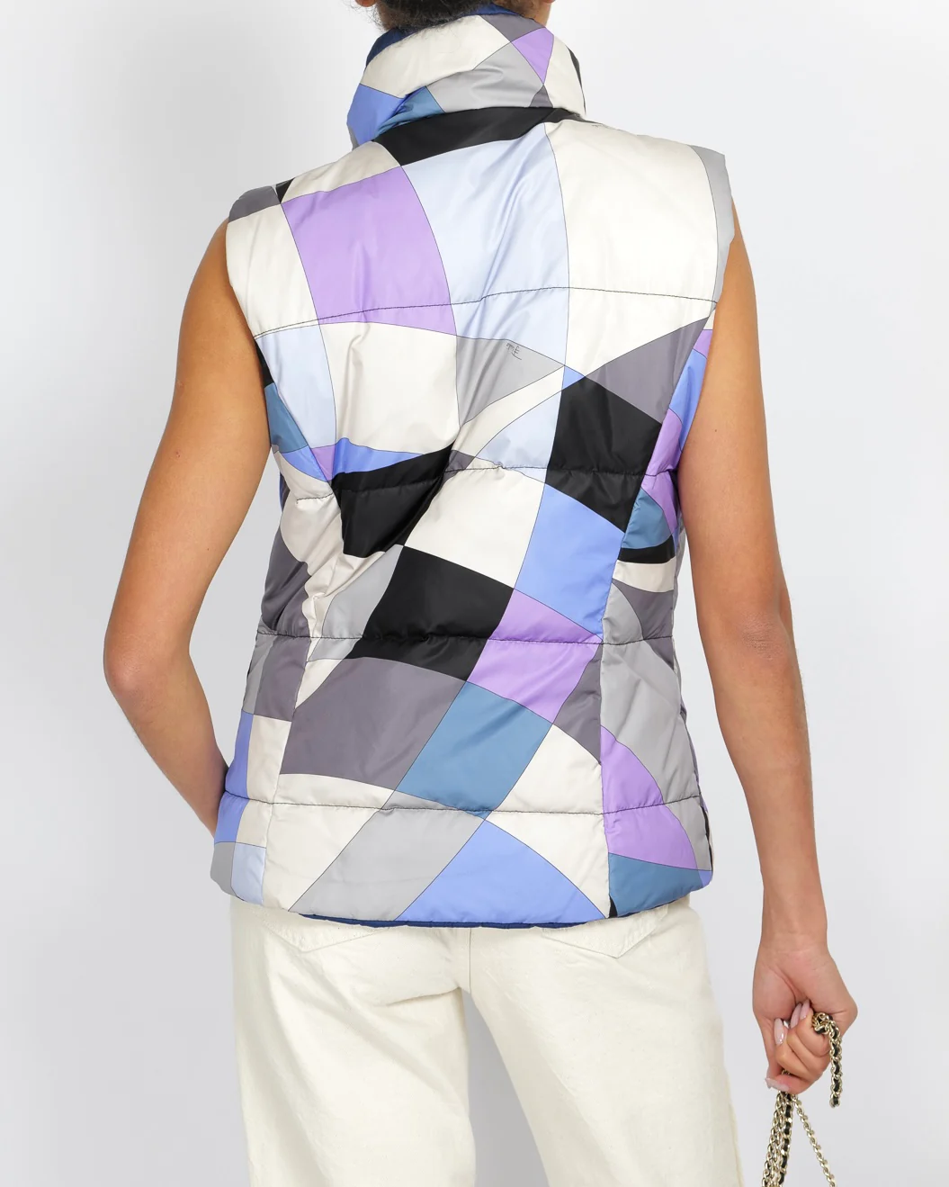 Emilio Pucci Purple and Multi-Colour Reversible Sleeveless Puffer Jacket with Abstract Pattern Size IT 44 (UK 12) - Image 3