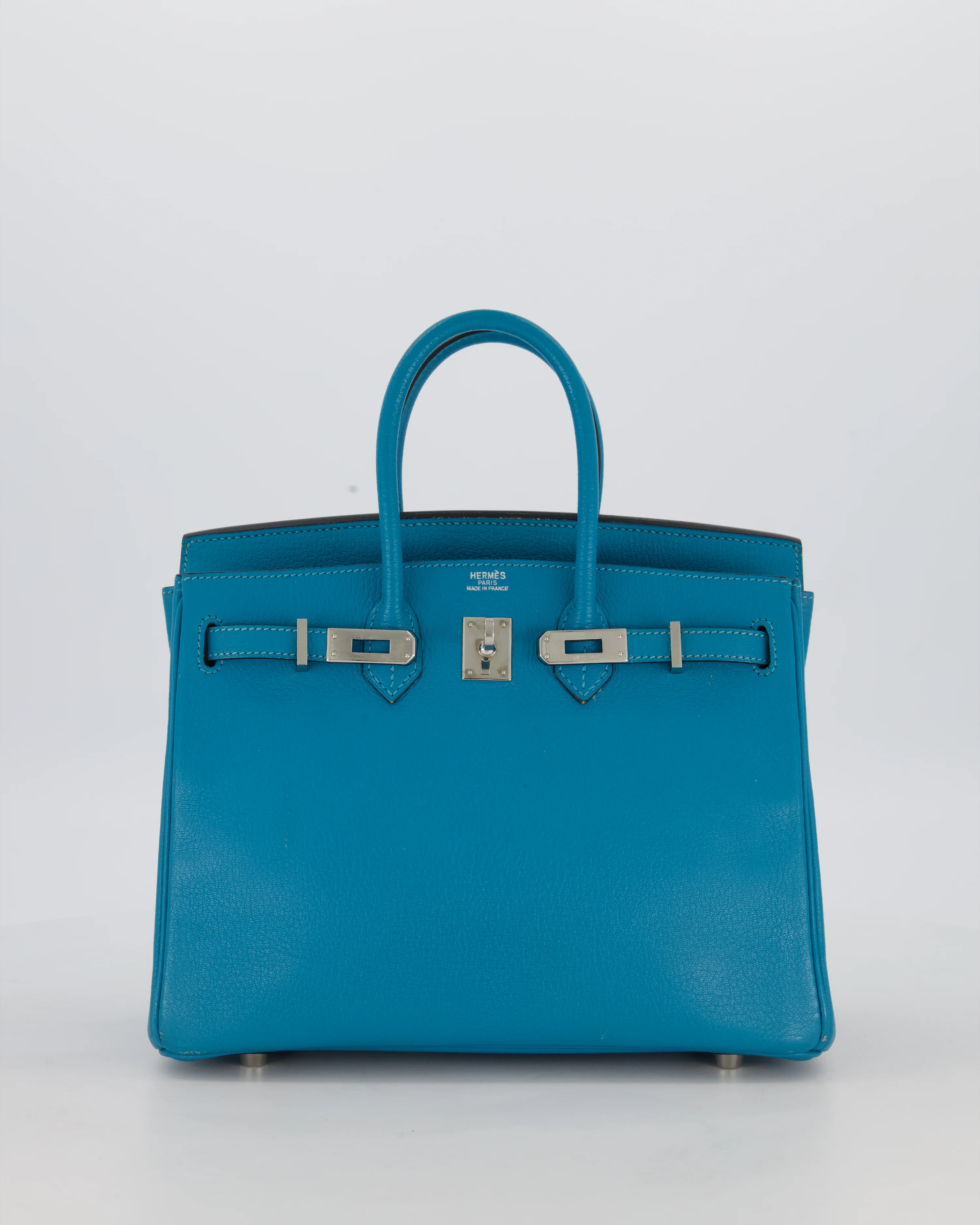 Hermès Birkin 25 Retourne Bag in Bleu Saint Cyr Chèvre Mysore Leather with Palladium Hardware - Image 2
