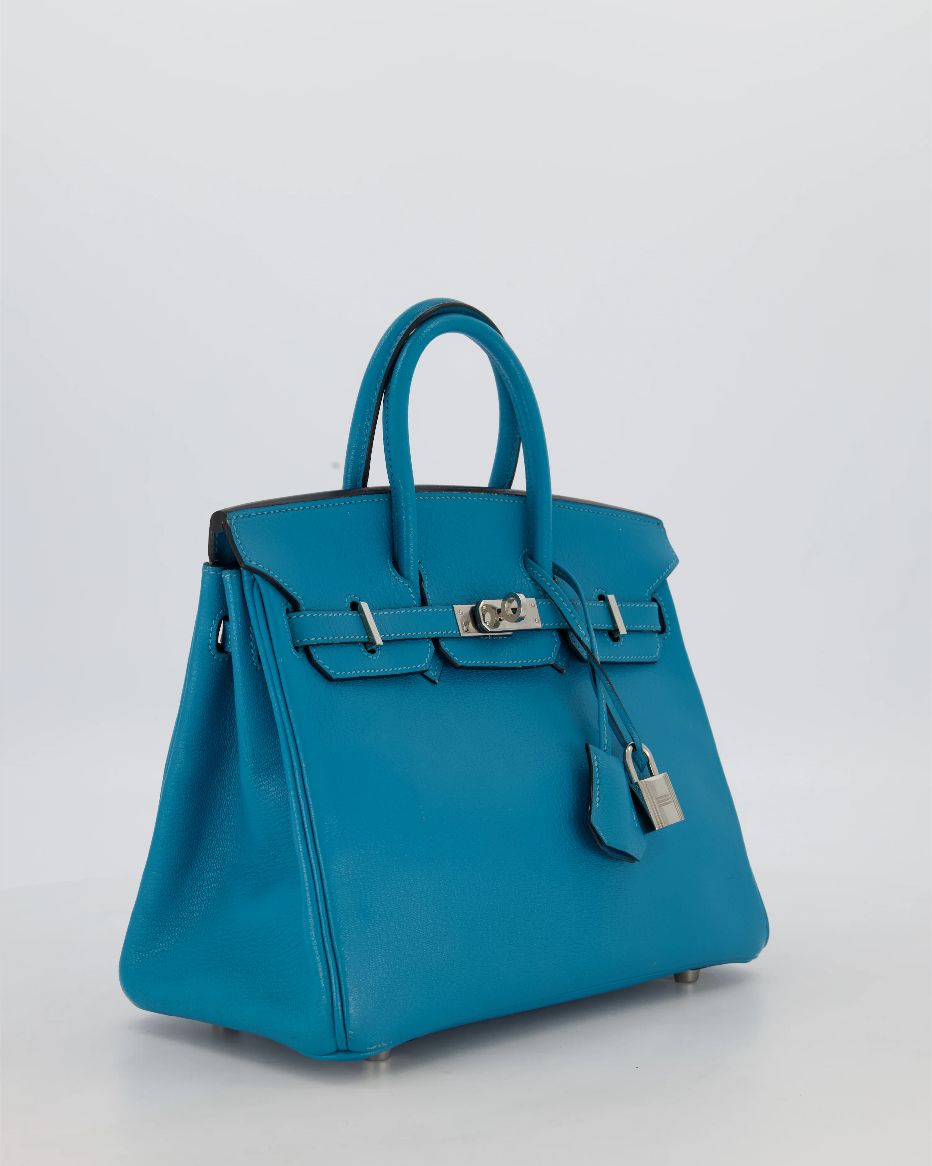 Hermès Birkin 25 Retourne Bag in Bleu Saint Cyr Chèvre Mysore Leather with Palladium Hardware - Image 3