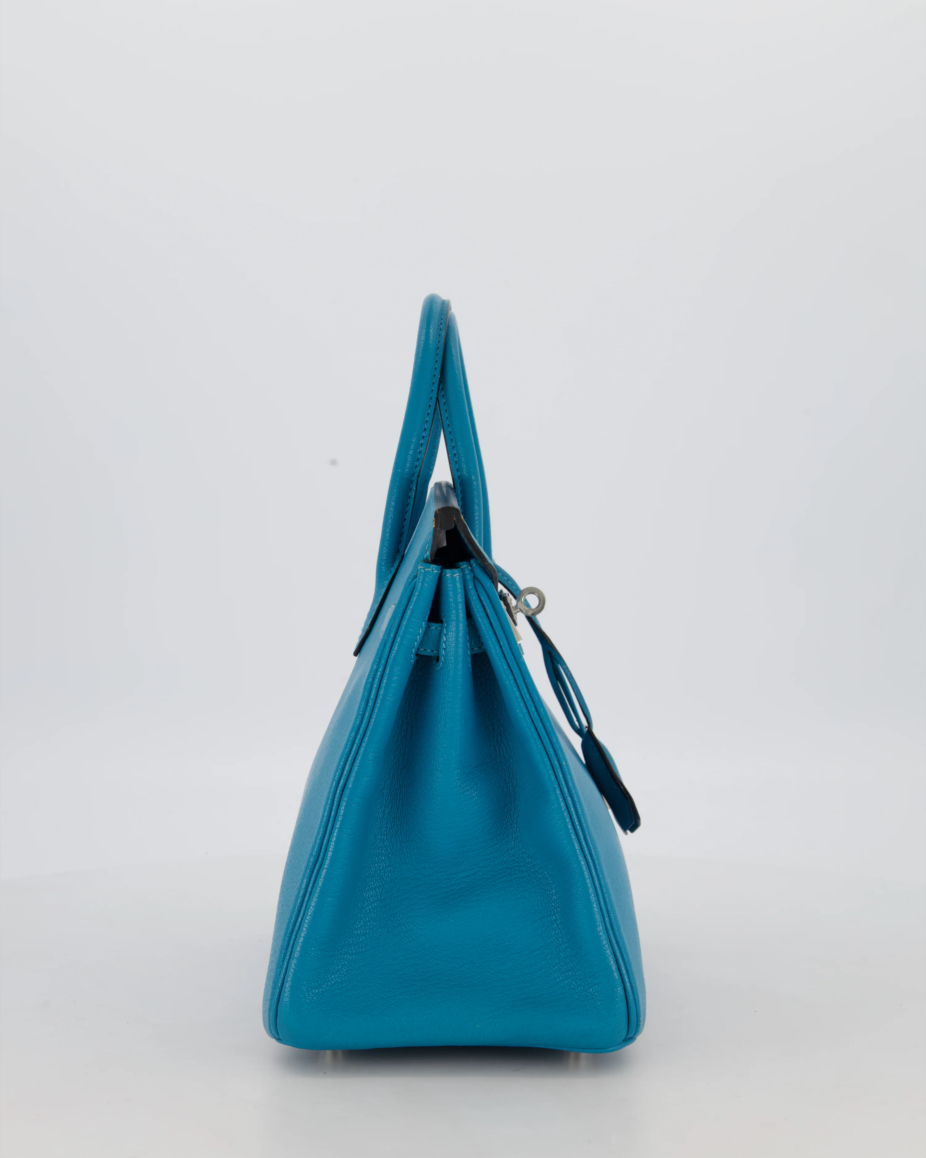 Hermès Birkin 25 Retourne Bag in Bleu Saint Cyr Chèvre Mysore Leather with Palladium Hardware - Image 4