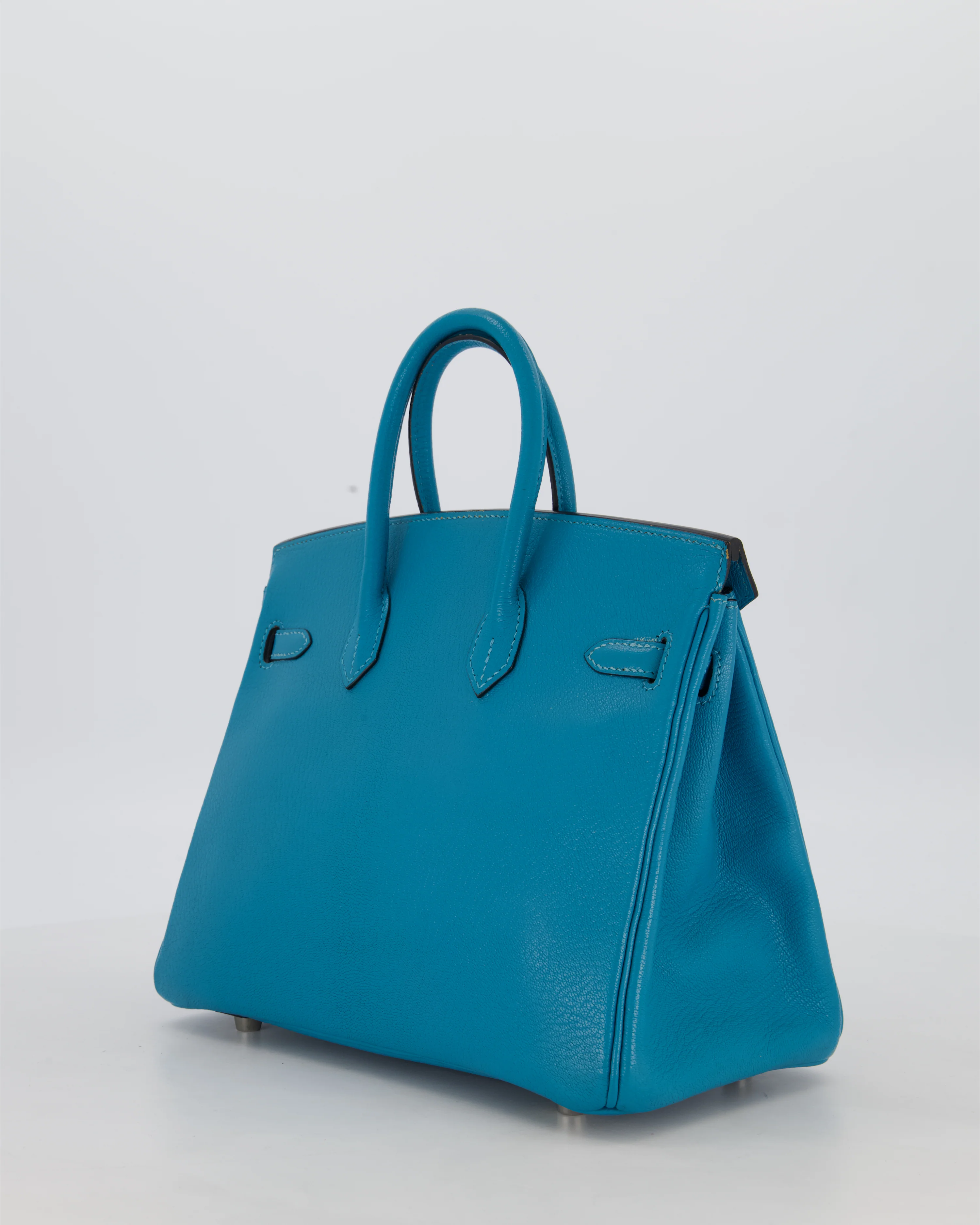 Hermès Birkin 25 Retourne Bag in Bleu Saint Cyr Chèvre Mysore Leather with Palladium Hardware - Image 5