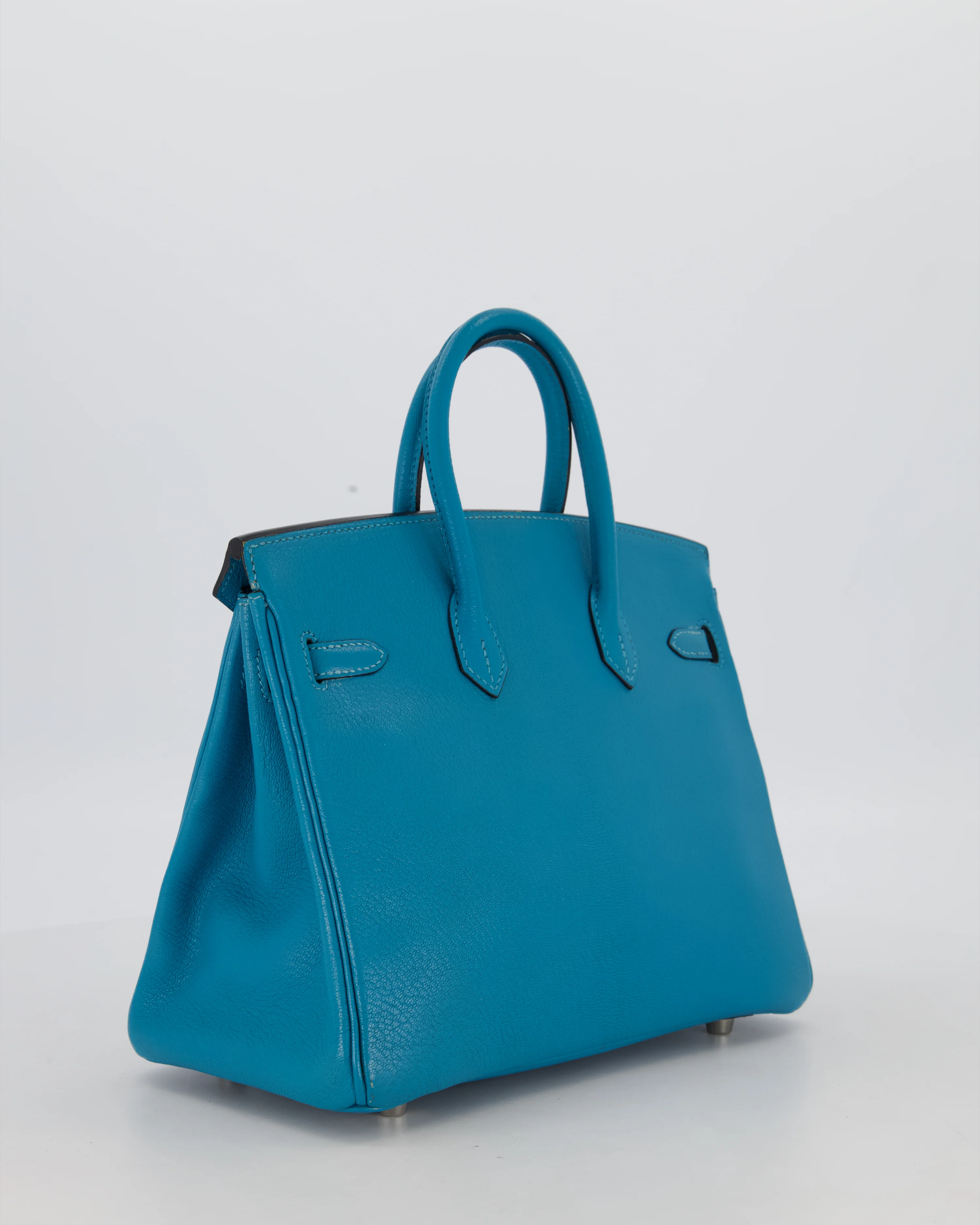 Hermès Birkin 25 Retourne Bag in Bleu Saint Cyr Chèvre Mysore Leather with Palladium Hardware - Image 7