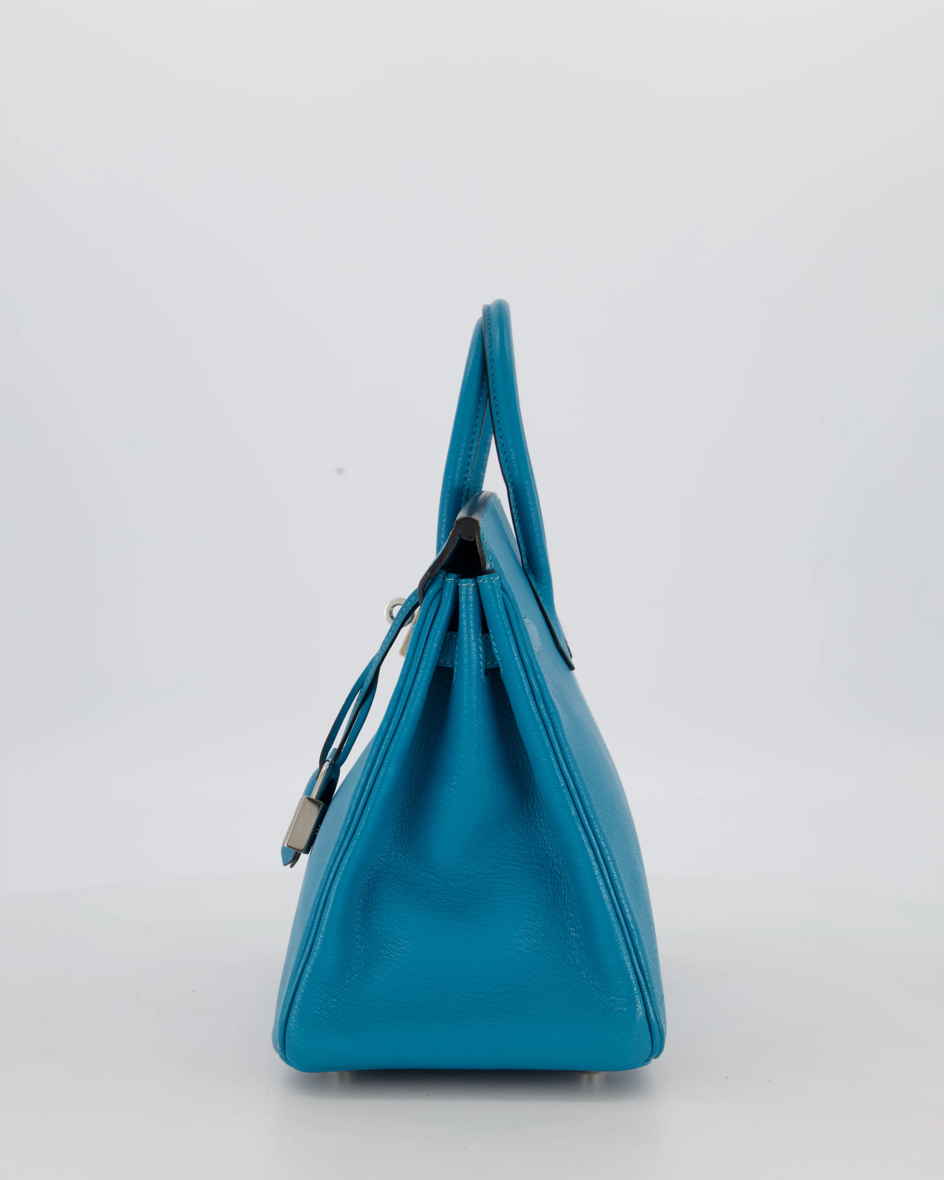 Hermès Birkin 25 Retourne Bag in Bleu Saint Cyr Chèvre Mysore Leather with Palladium Hardware - Image 8