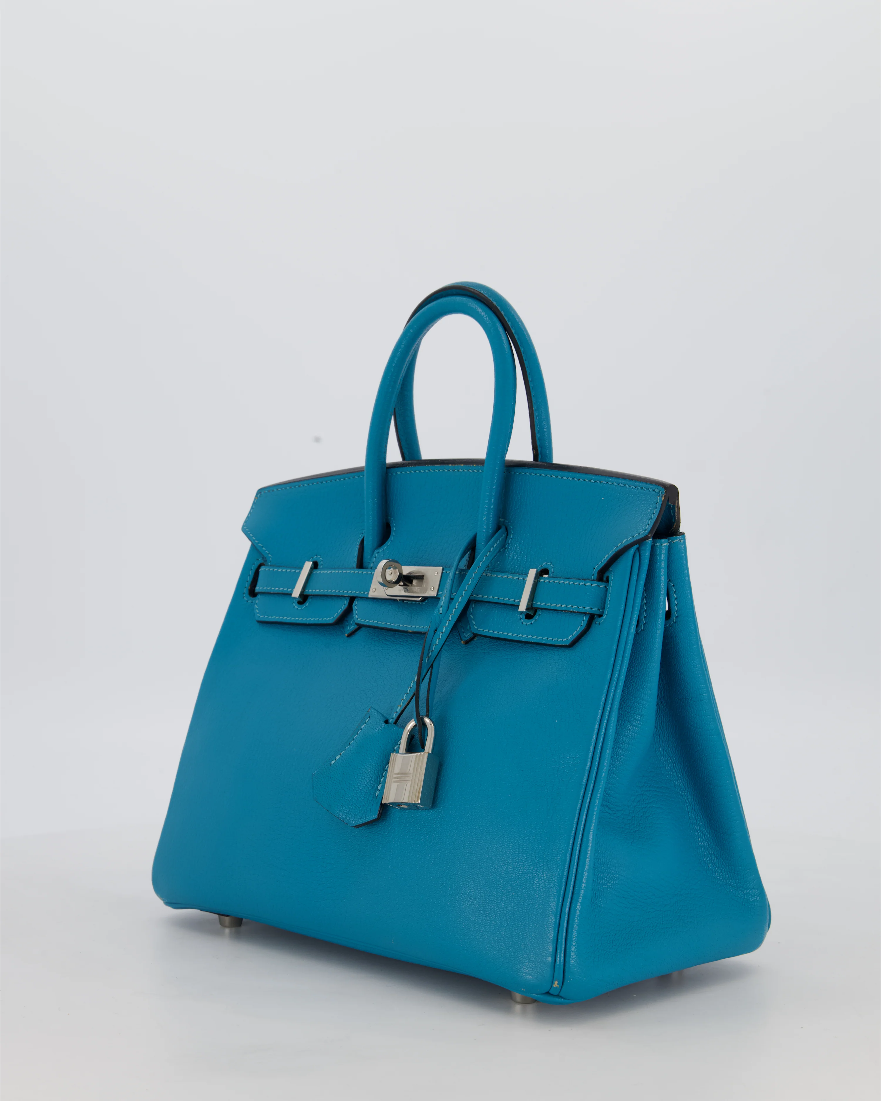 Hermès Birkin 25 Retourne Bag in Bleu Saint Cyr Chèvre Mysore Leather with Palladium Hardware - Image 9