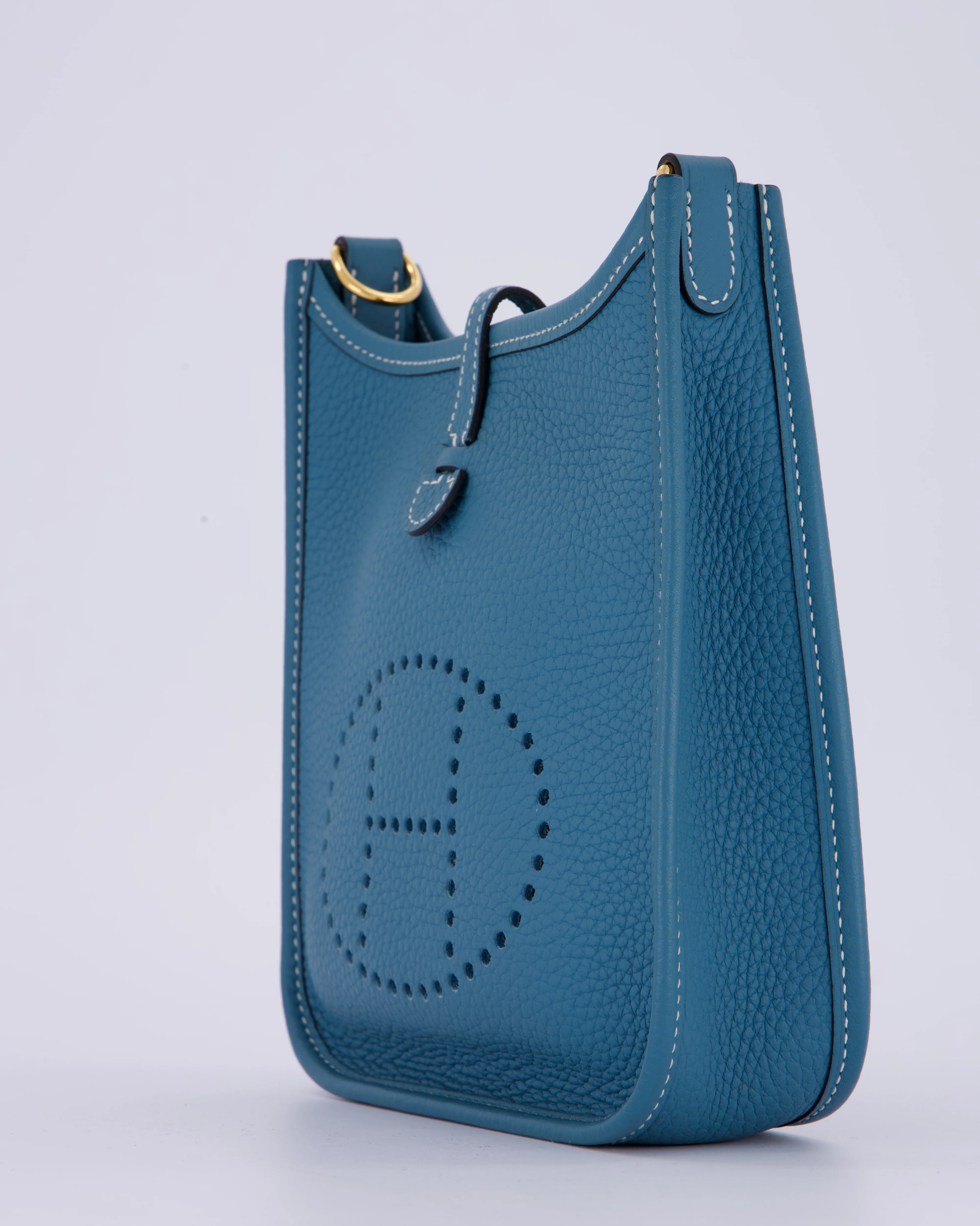 Hermès Mini Evelyne 16 Bag in Bleu Jean Taurillon Clemence Leather with Gold Hardware - Image 14