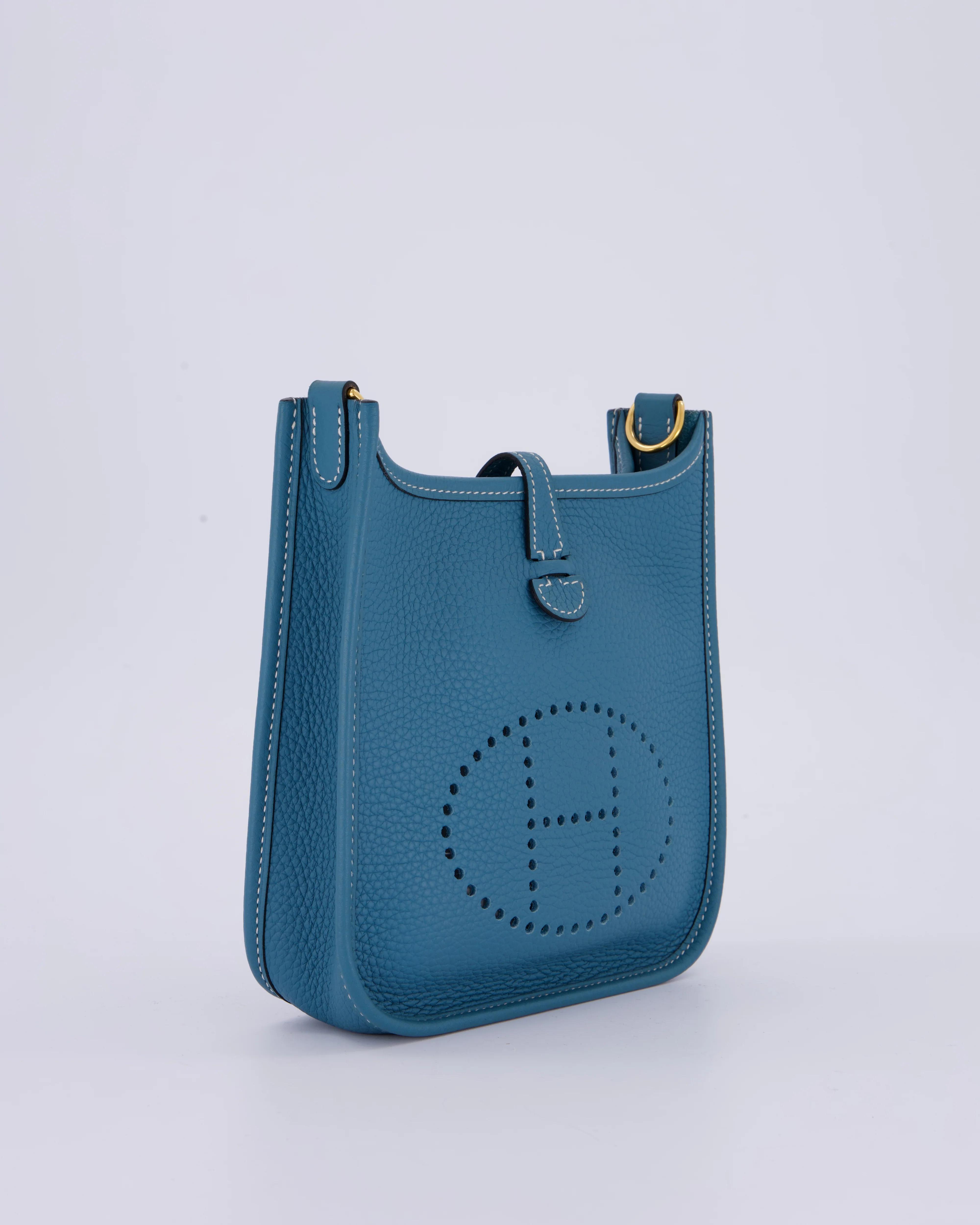 Hermès Mini Evelyne 16 Bag in Bleu Jean Taurillon Clemence Leather with Gold Hardware - Image 3