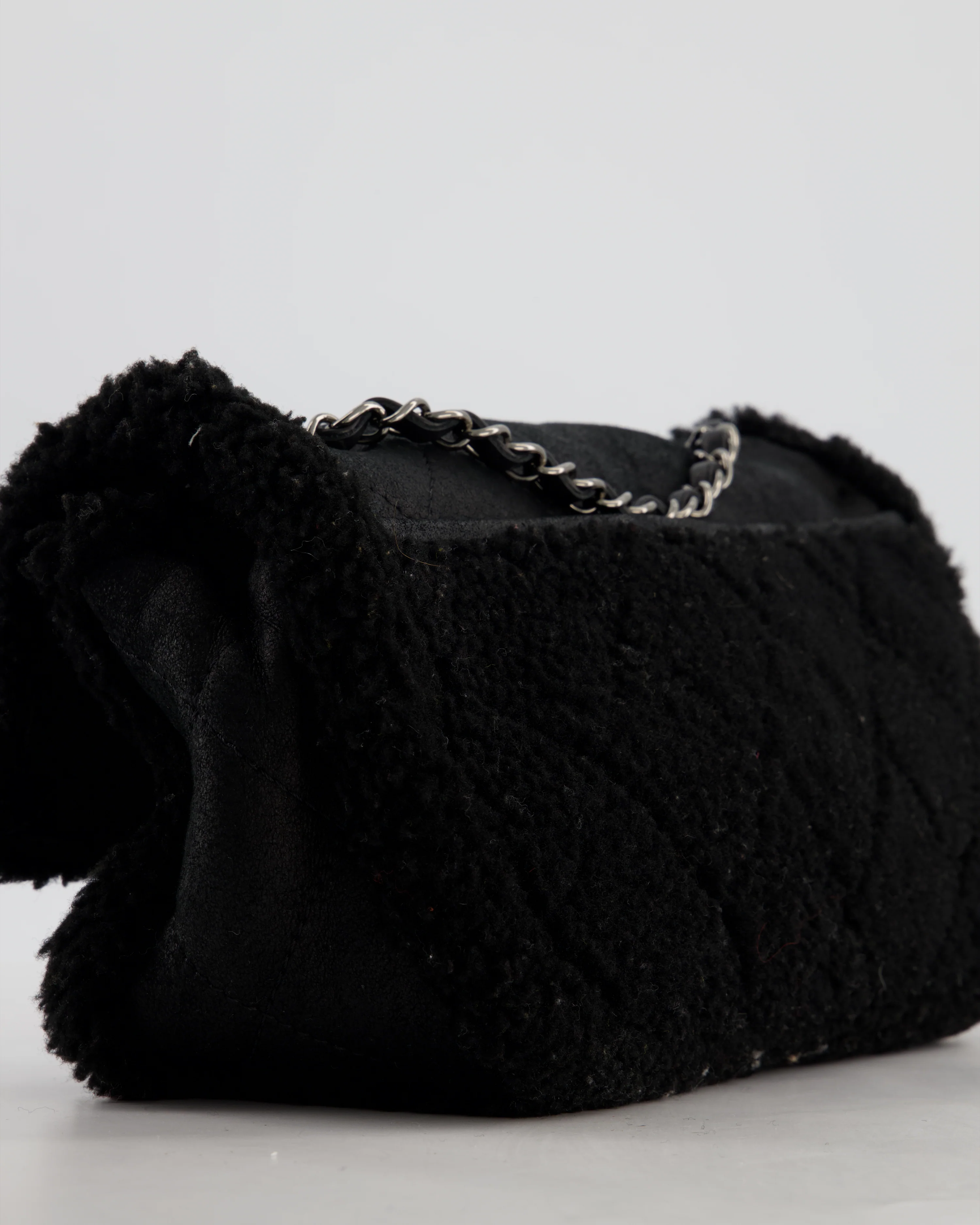 Chanel Black Quilted CC Shearling Small Flap Bag with Ruthenium Hardware - Image 15
