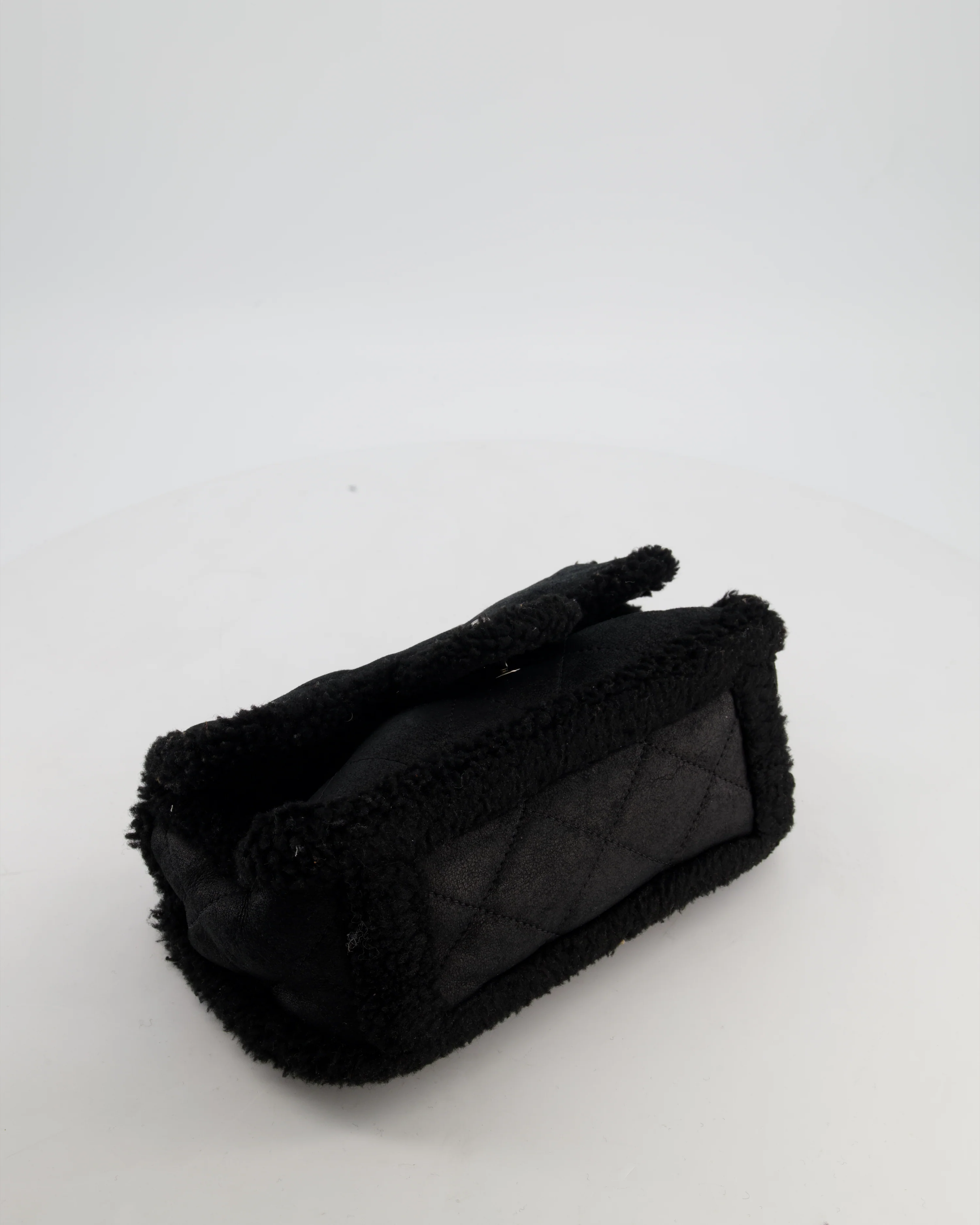 Chanel Black Quilted CC Shearling Small Flap Bag with Ruthenium Hardware - Image 19