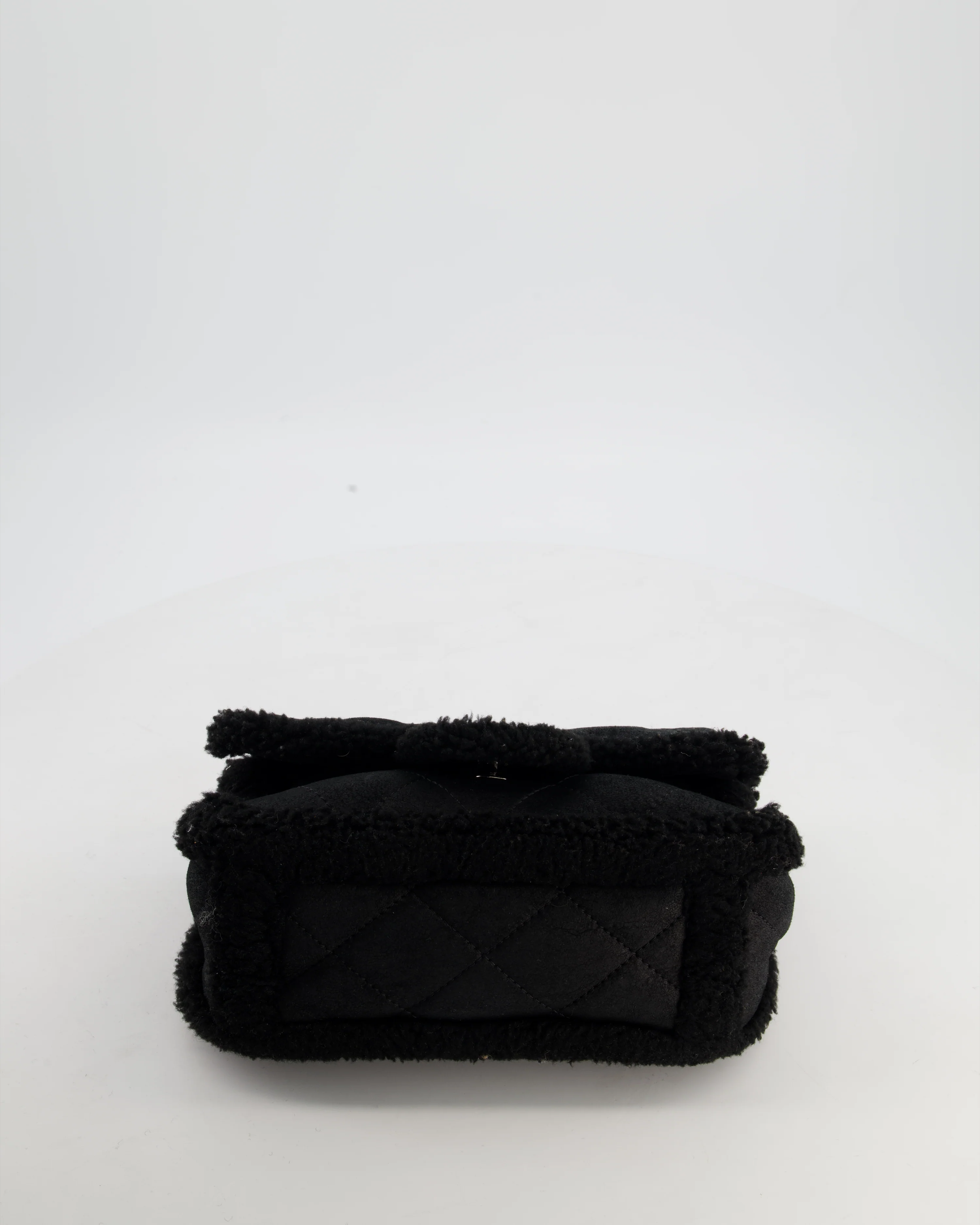 Chanel Black Quilted CC Shearling Small Flap Bag with Ruthenium Hardware - Image 20