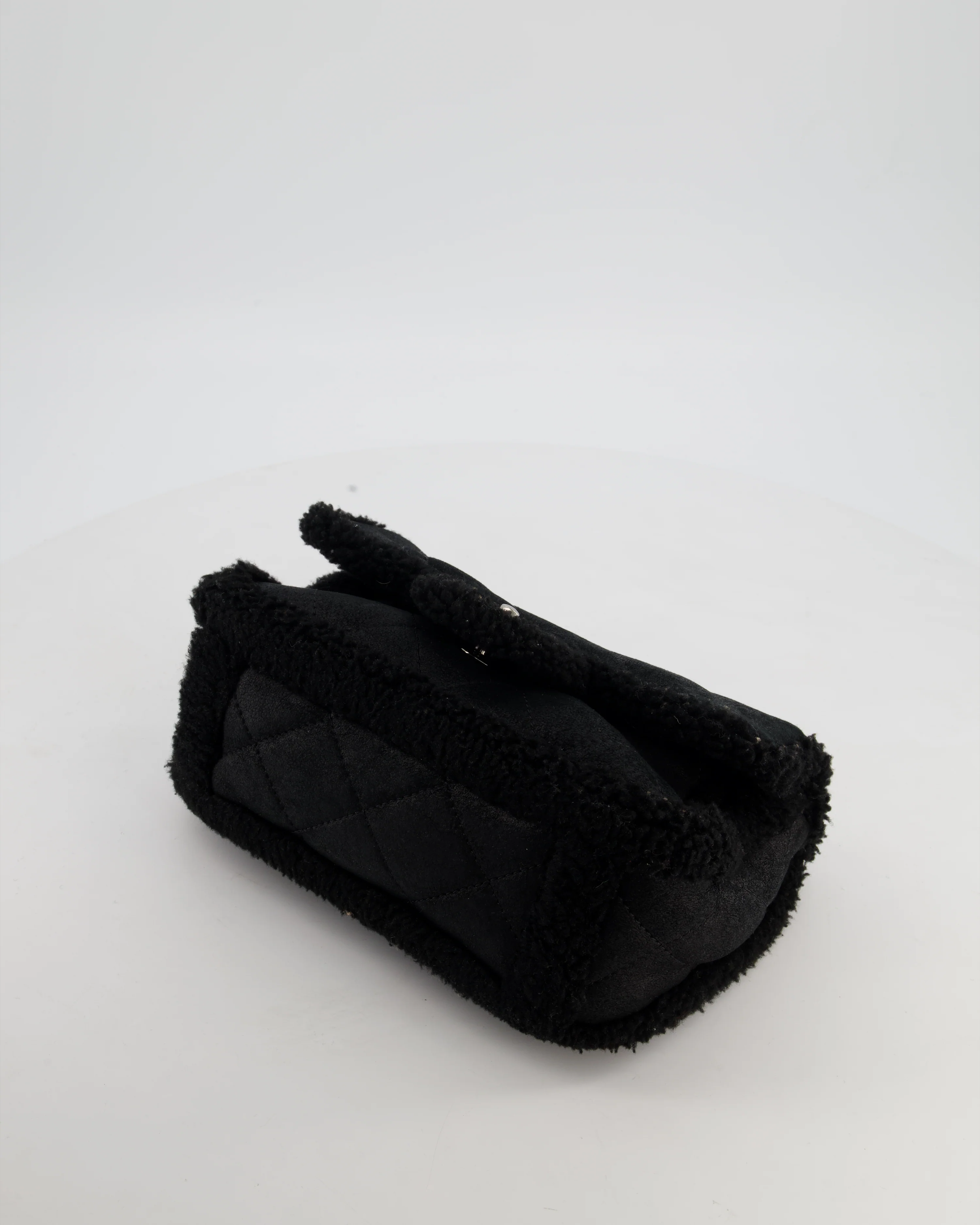 Chanel Black Quilted CC Shearling Small Flap Bag with Ruthenium Hardware - Image 21