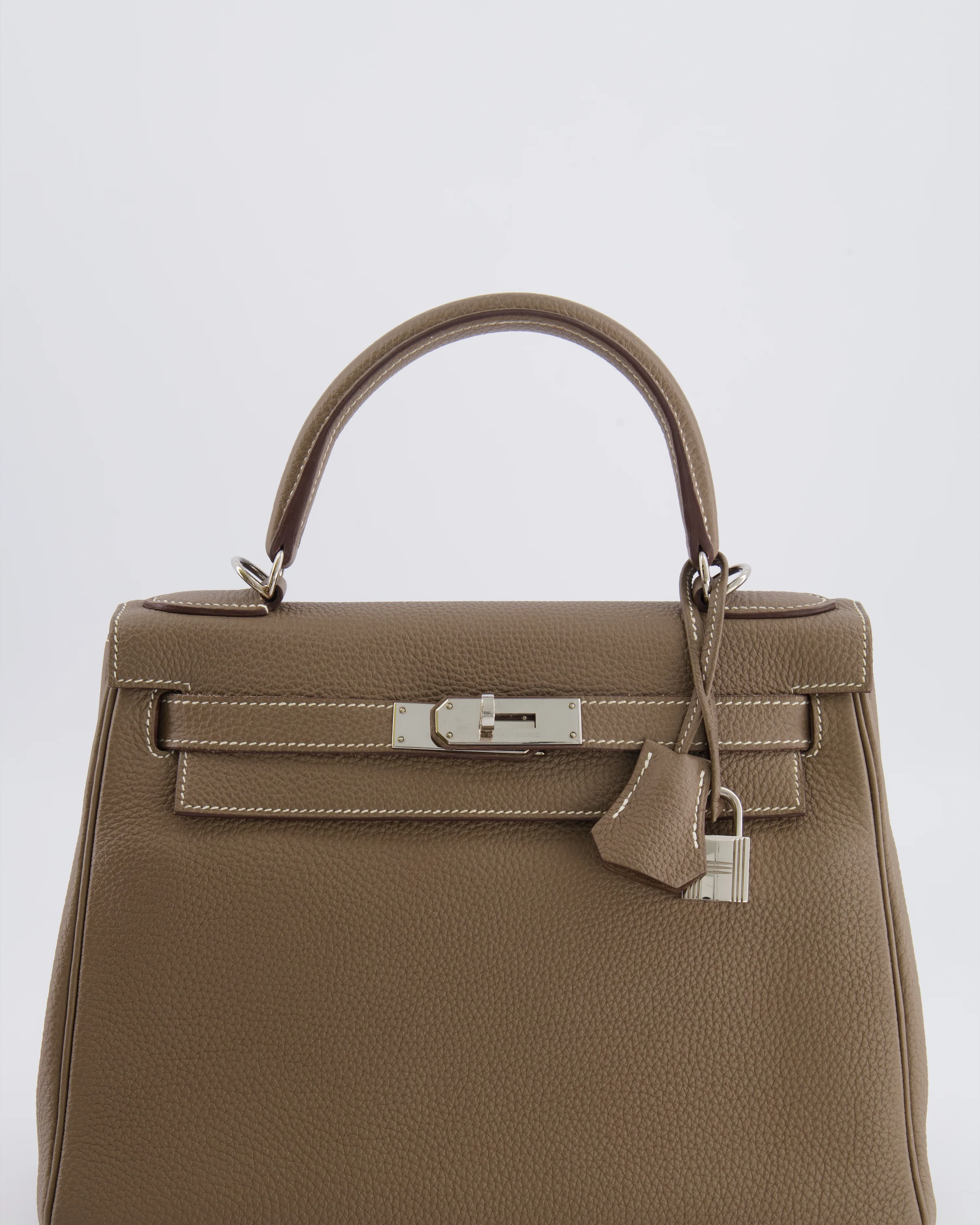 *FIRE PRICE* Hermès Kelly 28 Retourne Bag in Etoupe Togo Leather with Palladium Hardware - Image 11