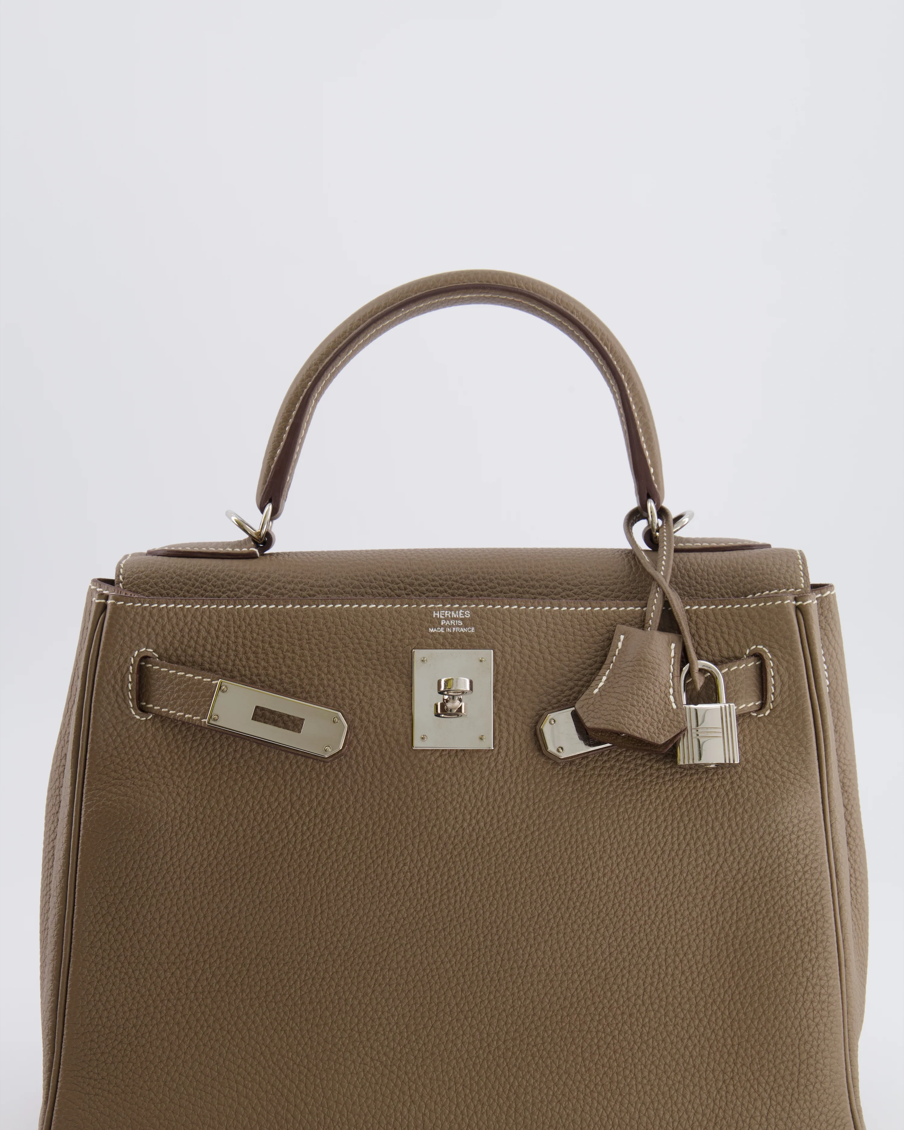 *FIRE PRICE* Hermès Kelly 28 Retourne Bag in Etoupe Togo Leather with Palladium Hardware - Image 12