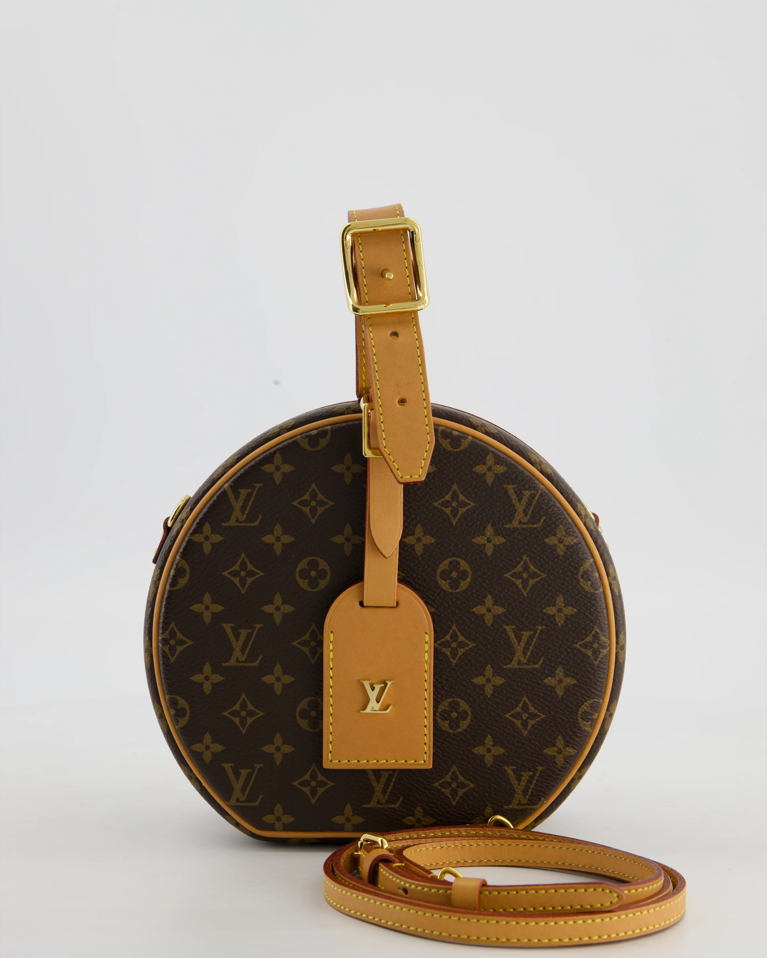 Louis Vuitton Brown Petite Boite Chapeau Bag in Monogram Canvas and Gold Hardware