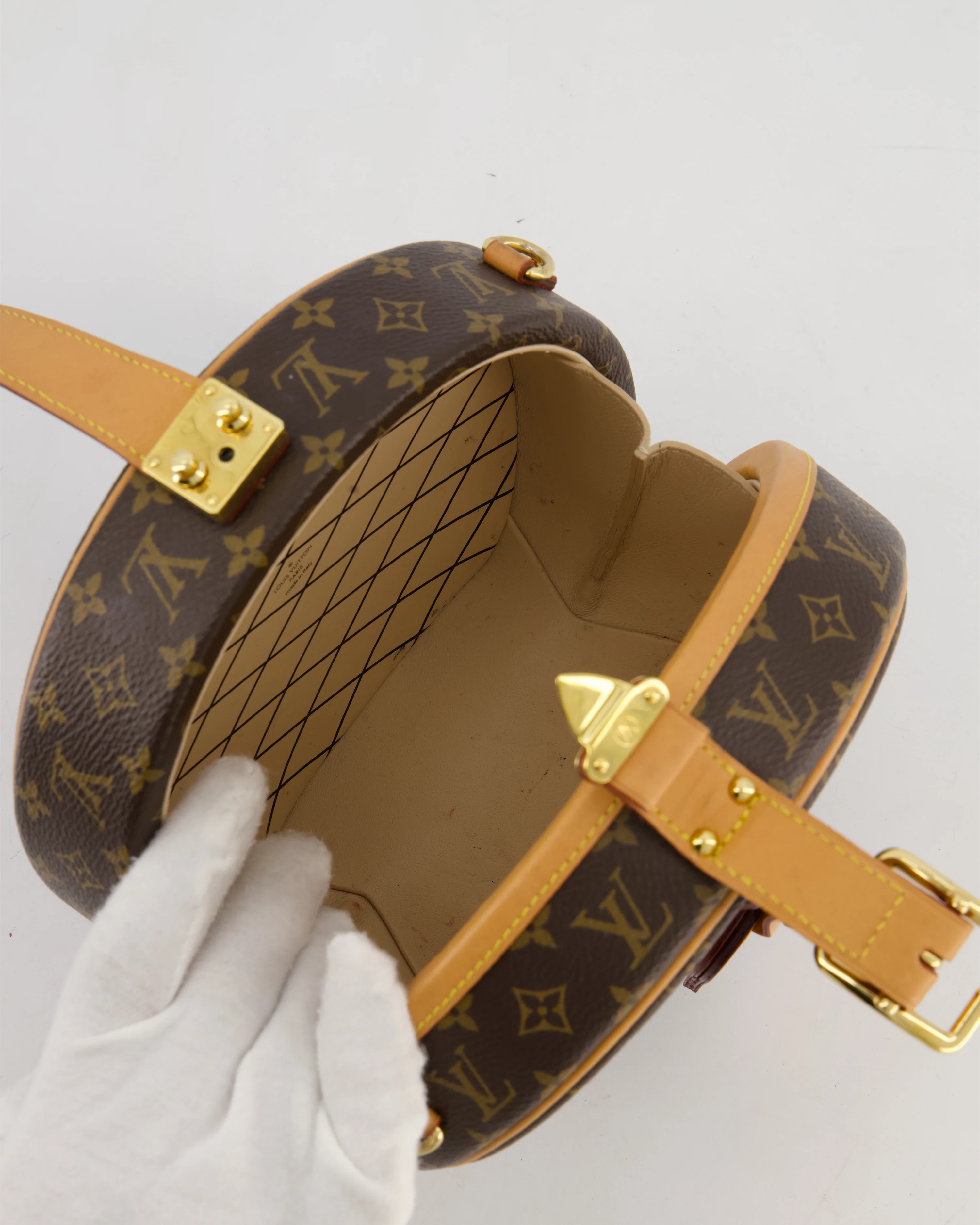 Louis Vuitton Brown Petite Boite Chapeau Bag in Monogram Canvas and Gold Hardware - Image 14