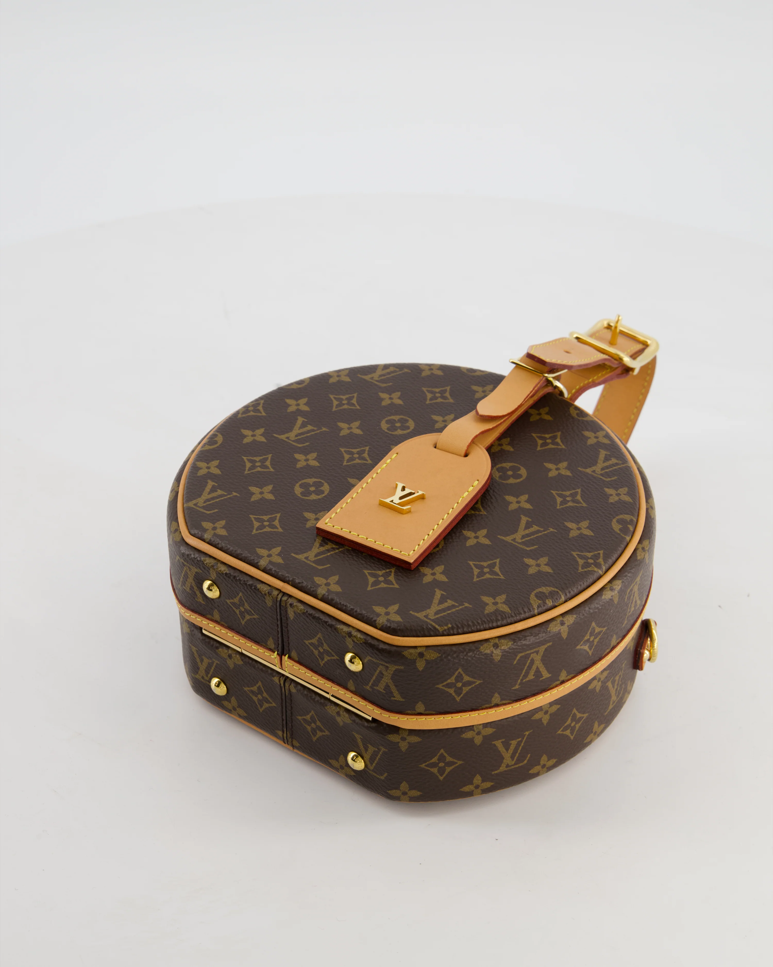 Louis Vuitton Brown Petite Boite Chapeau Bag in Monogram Canvas and Gold Hardware - Image 19