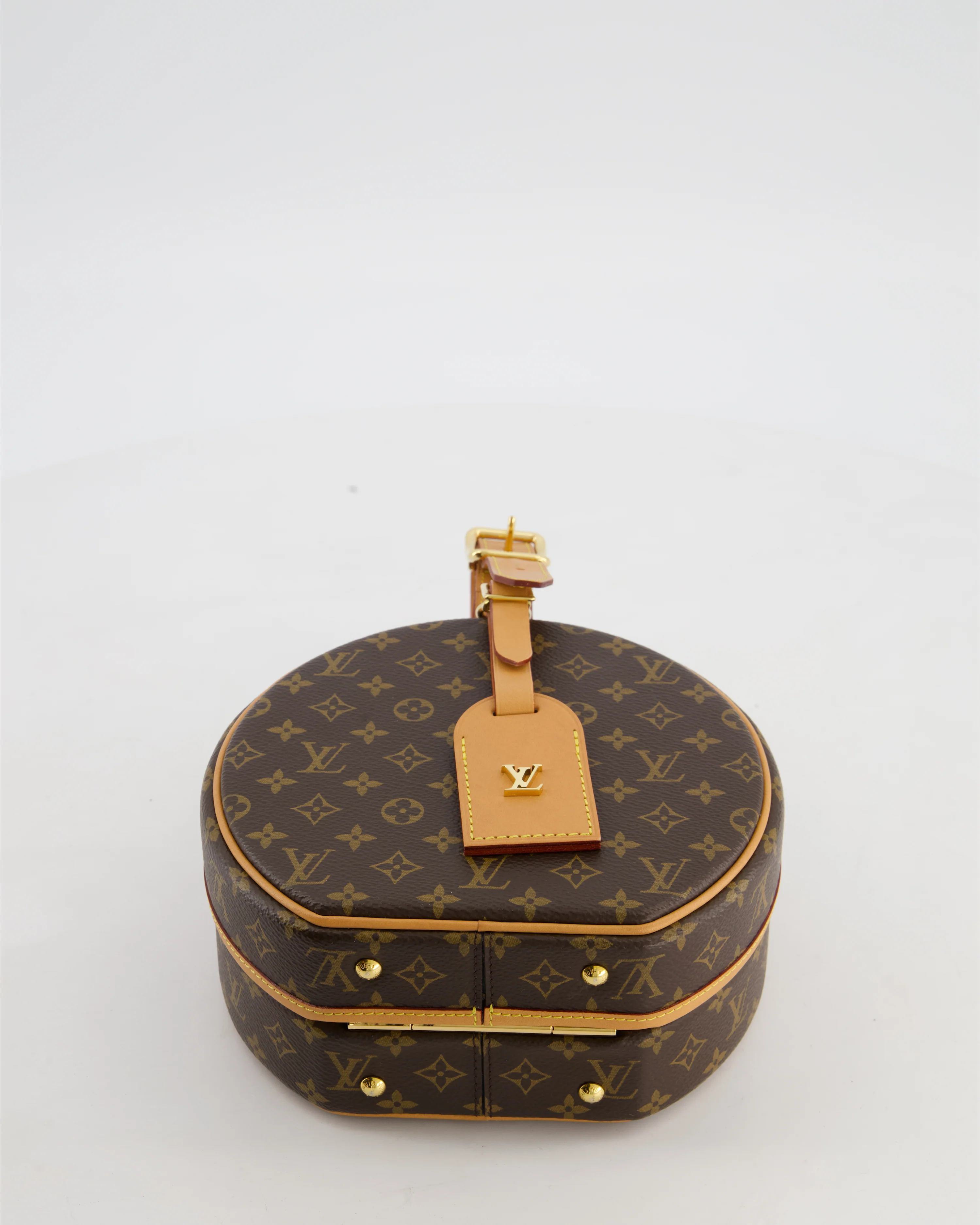 Louis Vuitton Brown Petite Boite Chapeau Bag in Monogram Canvas and Gold Hardware - Image 20