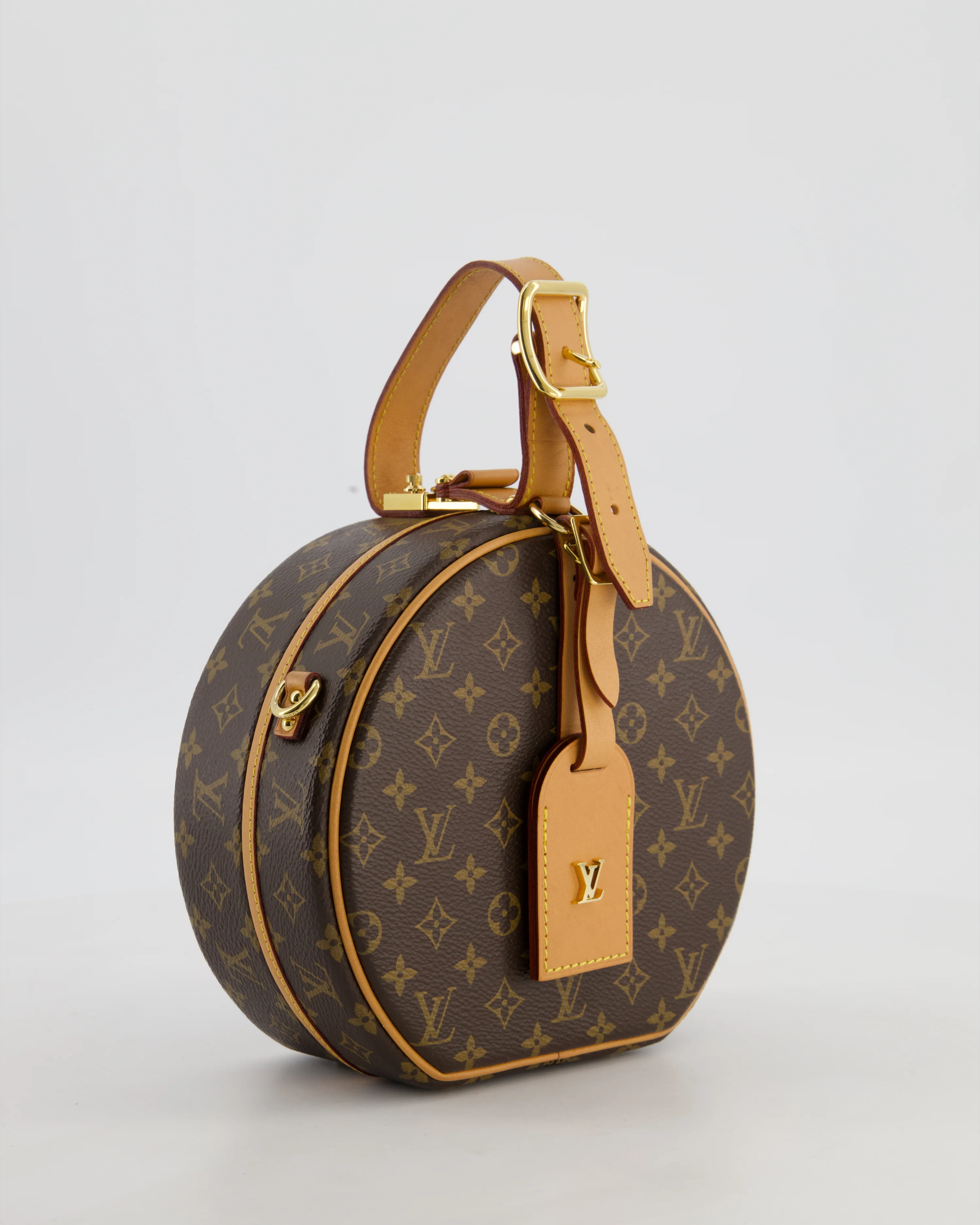 Louis Vuitton Brown Petite Boite Chapeau Bag in Monogram Canvas and Gold Hardware - Image 3