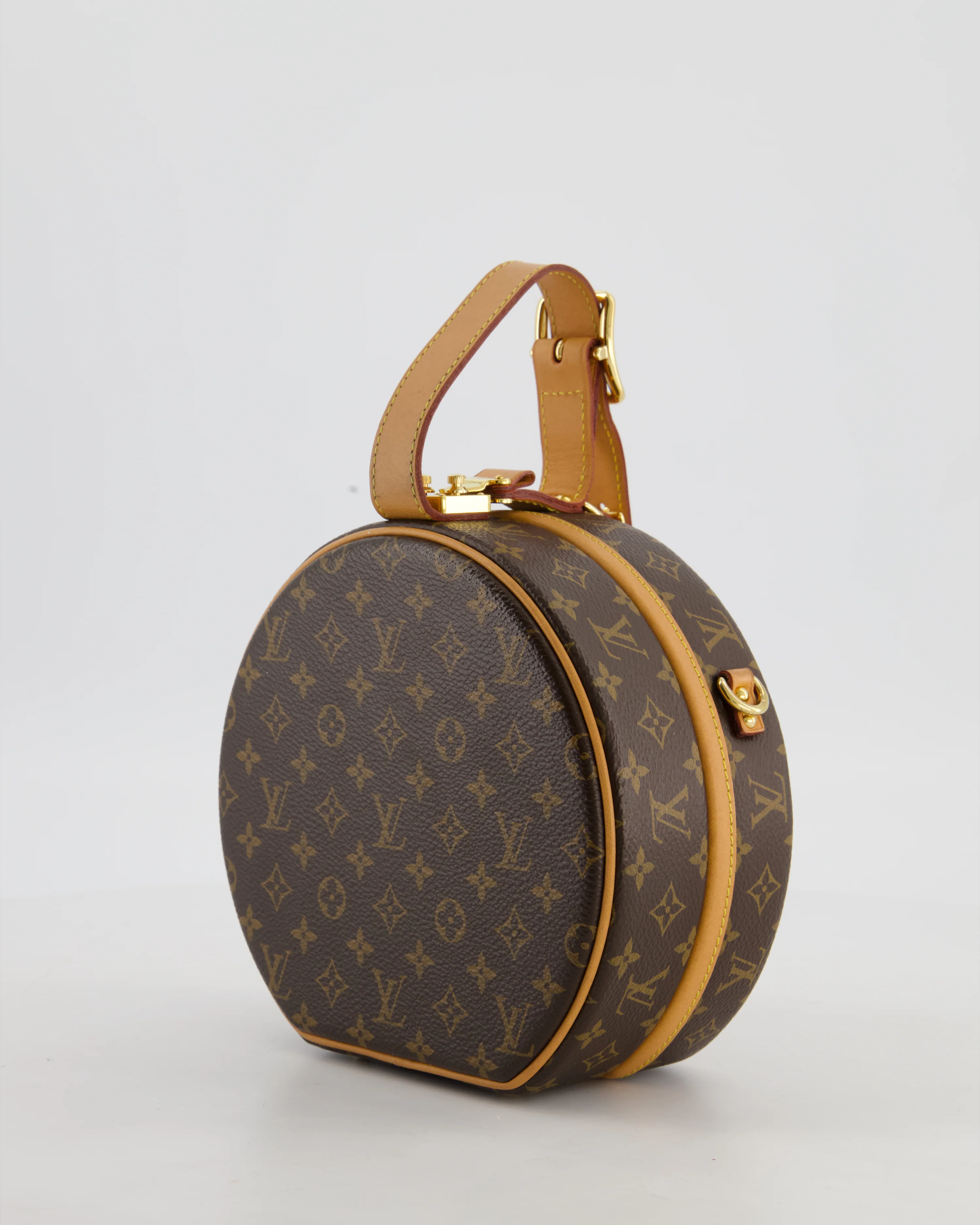 Louis Vuitton Brown Petite Boite Chapeau Bag in Monogram Canvas and Gold Hardware - Image 4