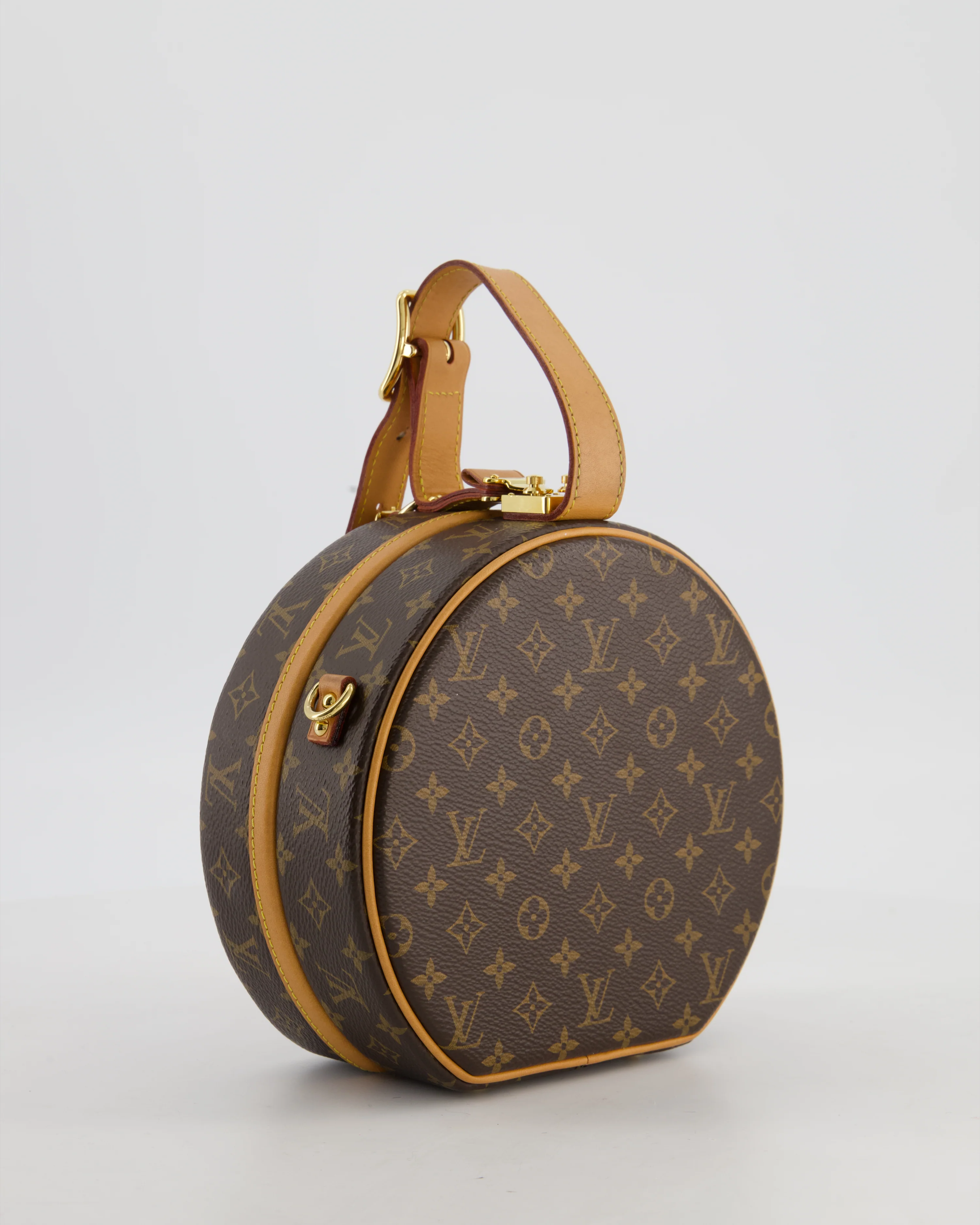Louis Vuitton Brown Petite Boite Chapeau Bag in Monogram Canvas and Gold Hardware - Image 6