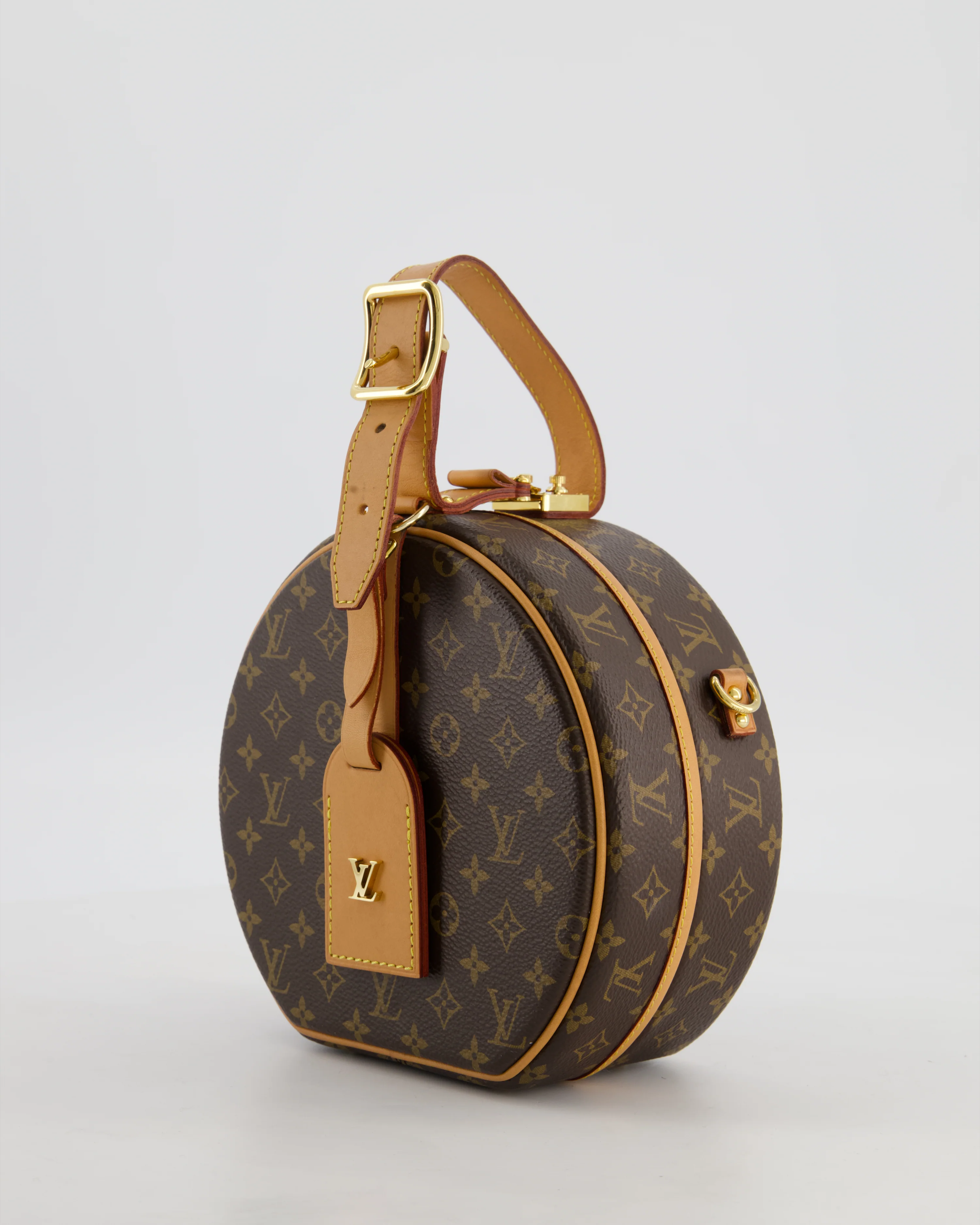 Louis Vuitton Brown Petite Boite Chapeau Bag in Monogram Canvas and Gold Hardware - Image 8