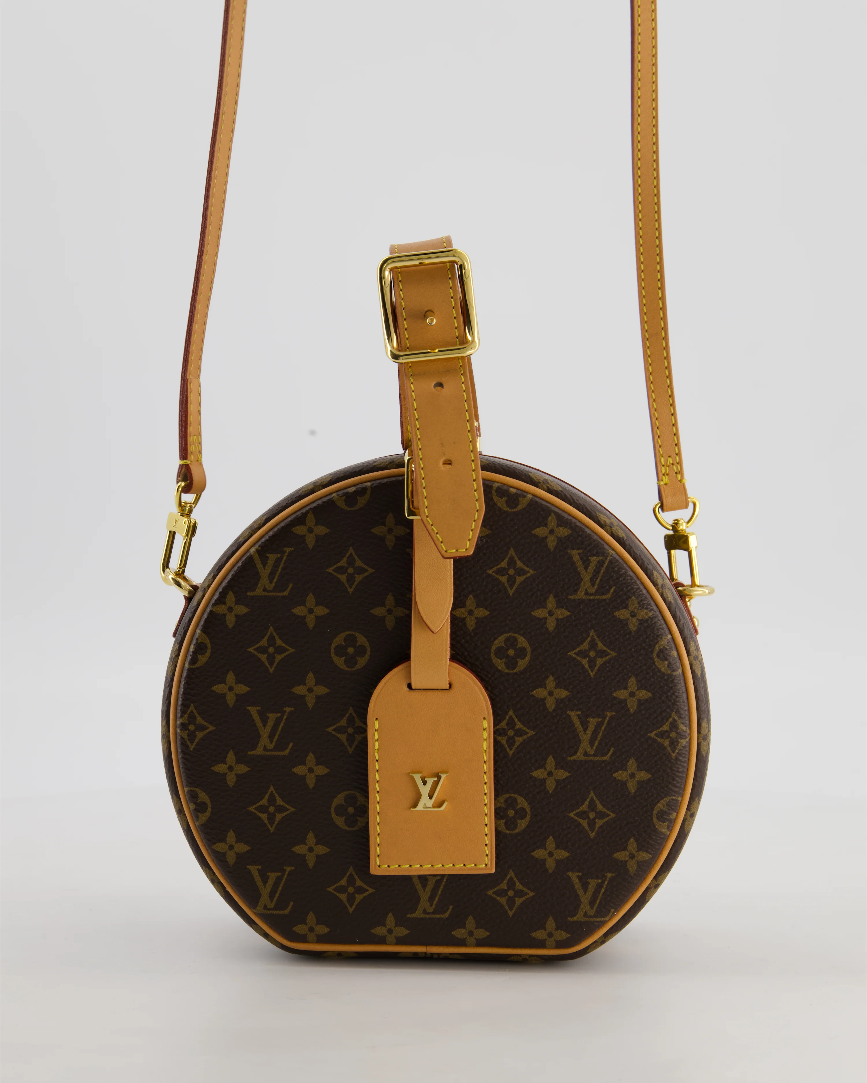 Louis Vuitton Brown Petite Boite Chapeau Bag in Monogram Canvas and Gold Hardware - Image 9