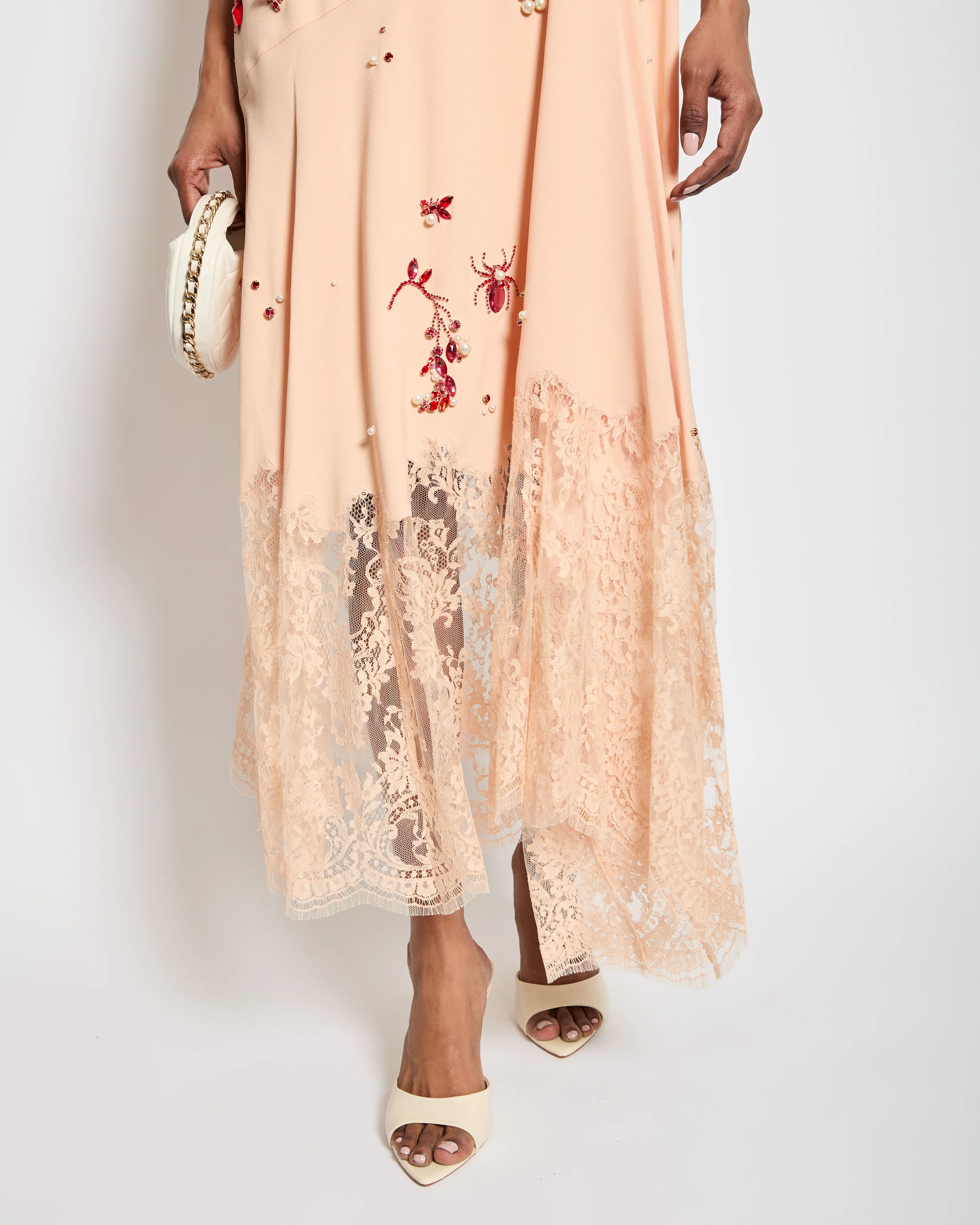 Erdem SS24 Light Pink Sleeveless Maxi Dress with Crystal Embellishments & Lace Trim Details Size UK 4 RRP £5,490 - Image 4