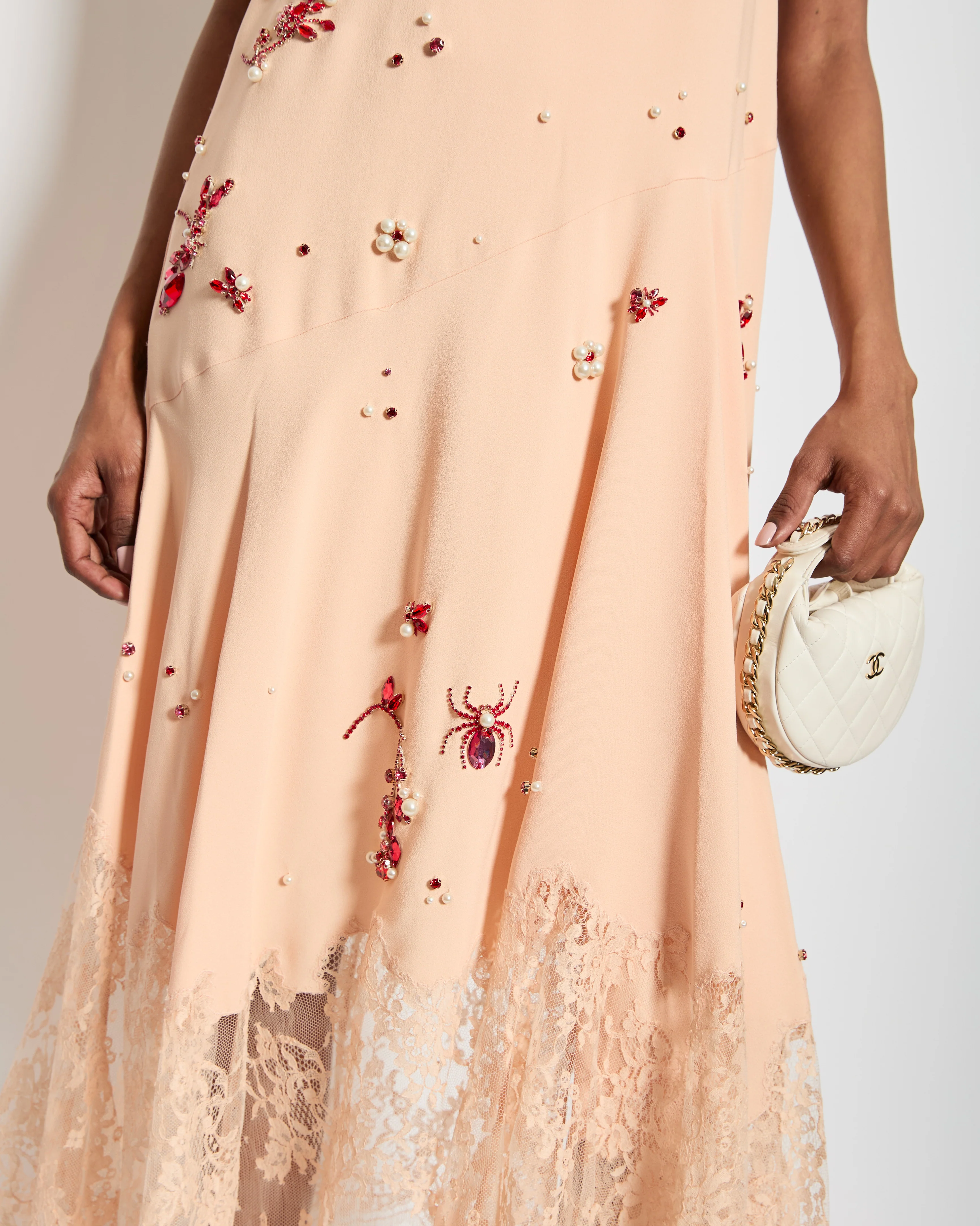 Erdem SS24 Light Pink Sleeveless Maxi Dress with Crystal Embellishments & Lace Trim Details Size UK 4 RRP £5,490 - Image 5