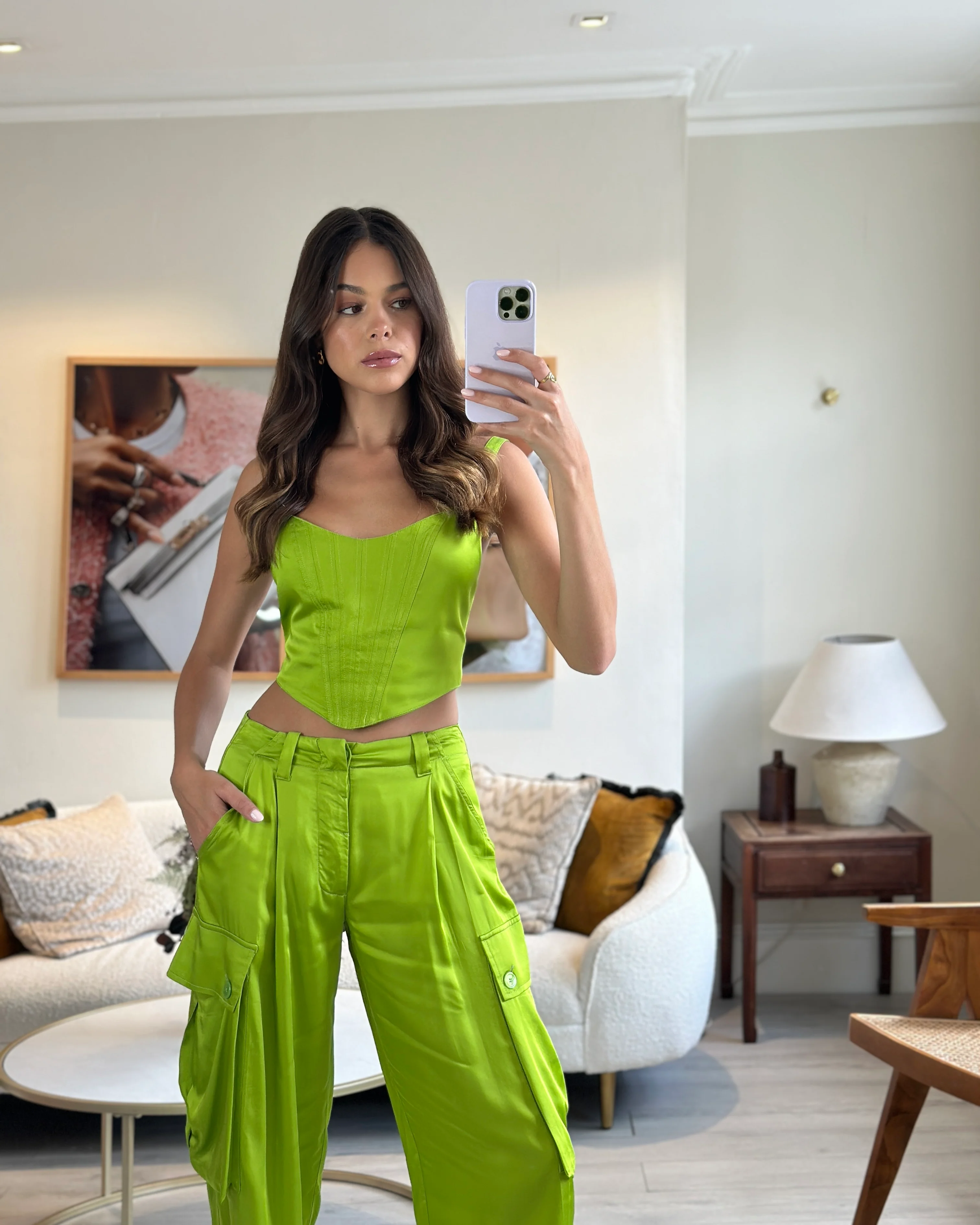 Ermanno by Ermanno Scervino Green Corset & Cargo Trousers Set Corset IT 42 (UK 10) Trousers IT 40 (UK 8) - Image 6