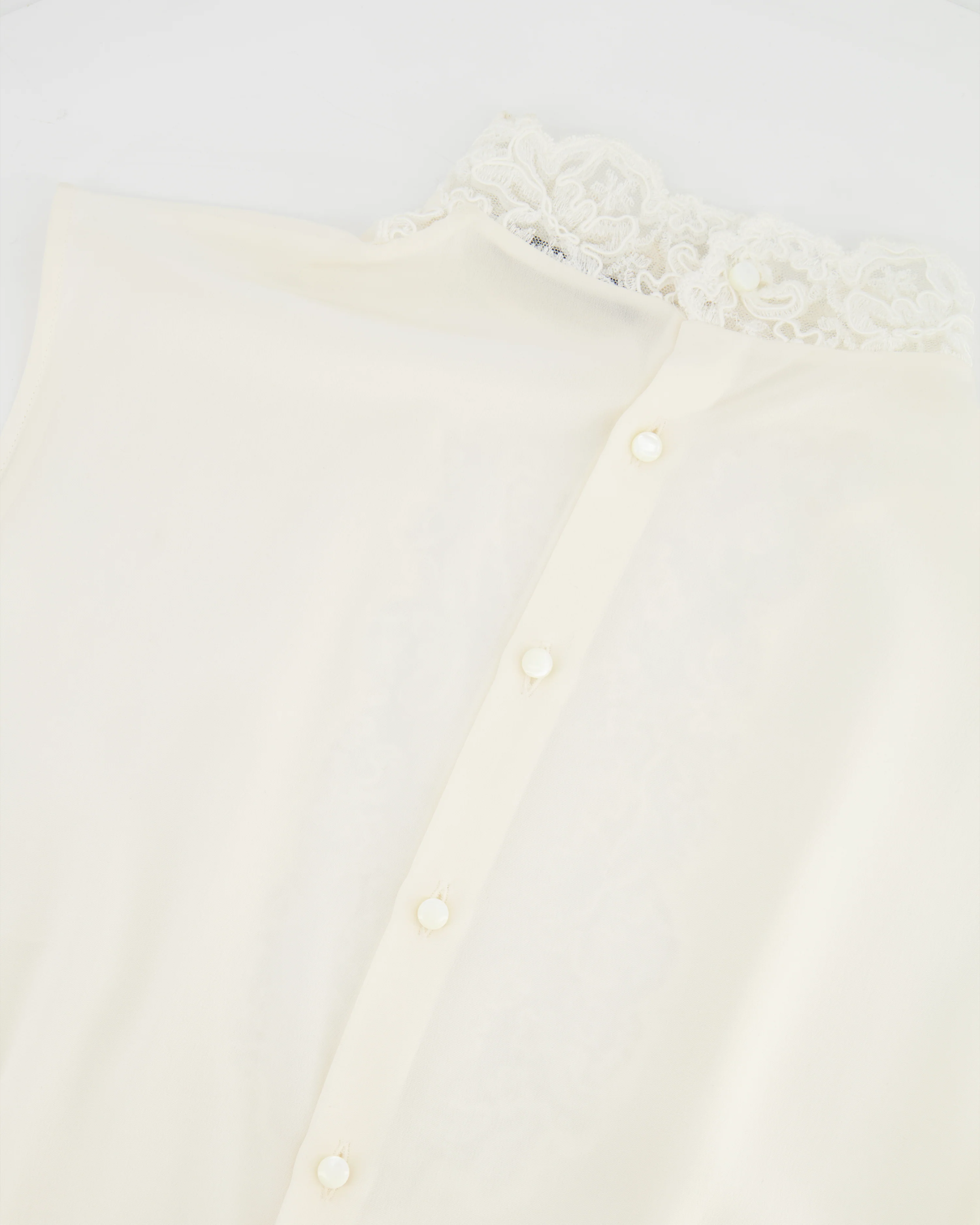 Ermanno Scervino White Silk Shirt Top with Lace Details Size IT 40 (UK 8) - Image 3