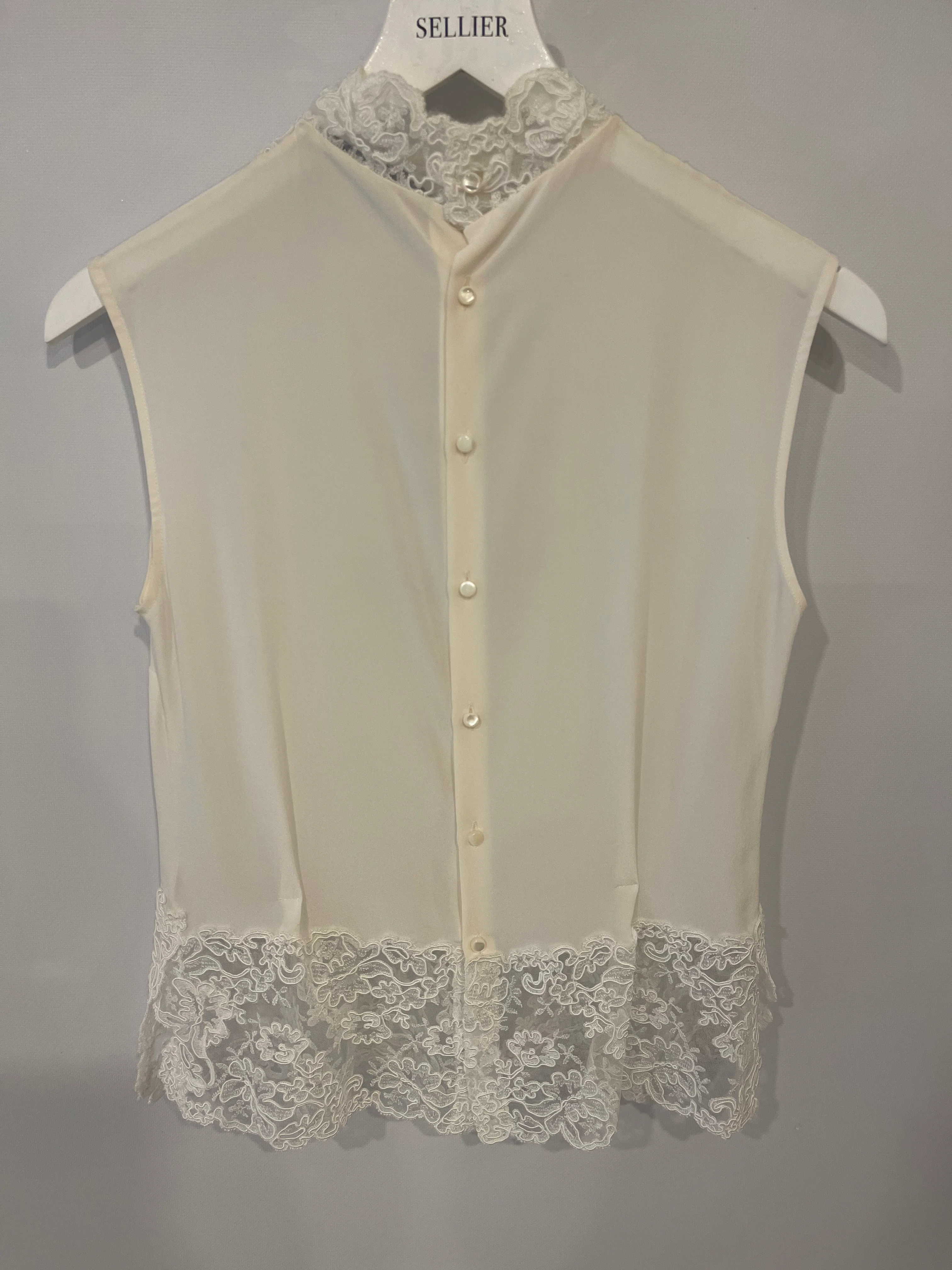 Ermanno Scervino White Silk Shirt Top with Lace Details Size IT 40 (UK 8) - Image 5