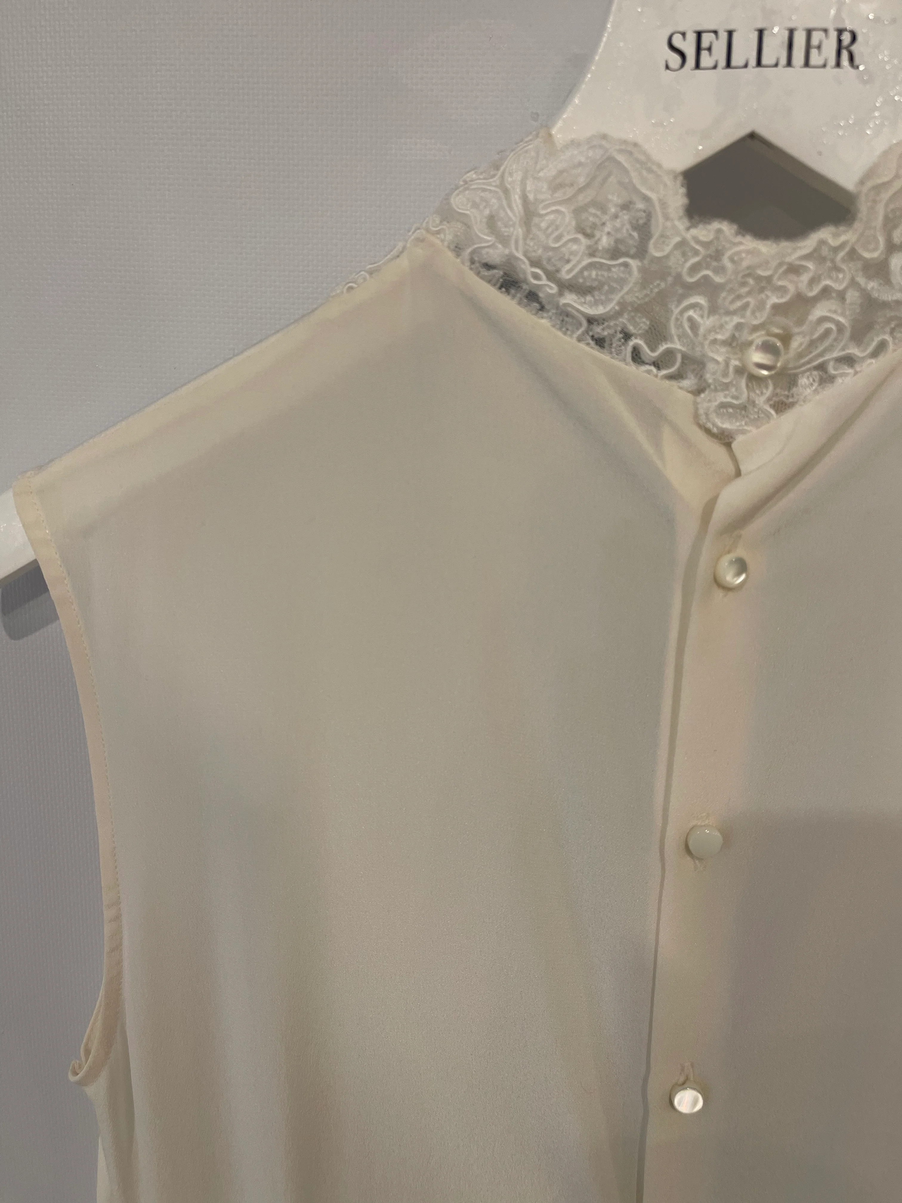 Ermanno Scervino White Silk Shirt Top with Lace Details Size IT 40 (UK 8) - Image 6