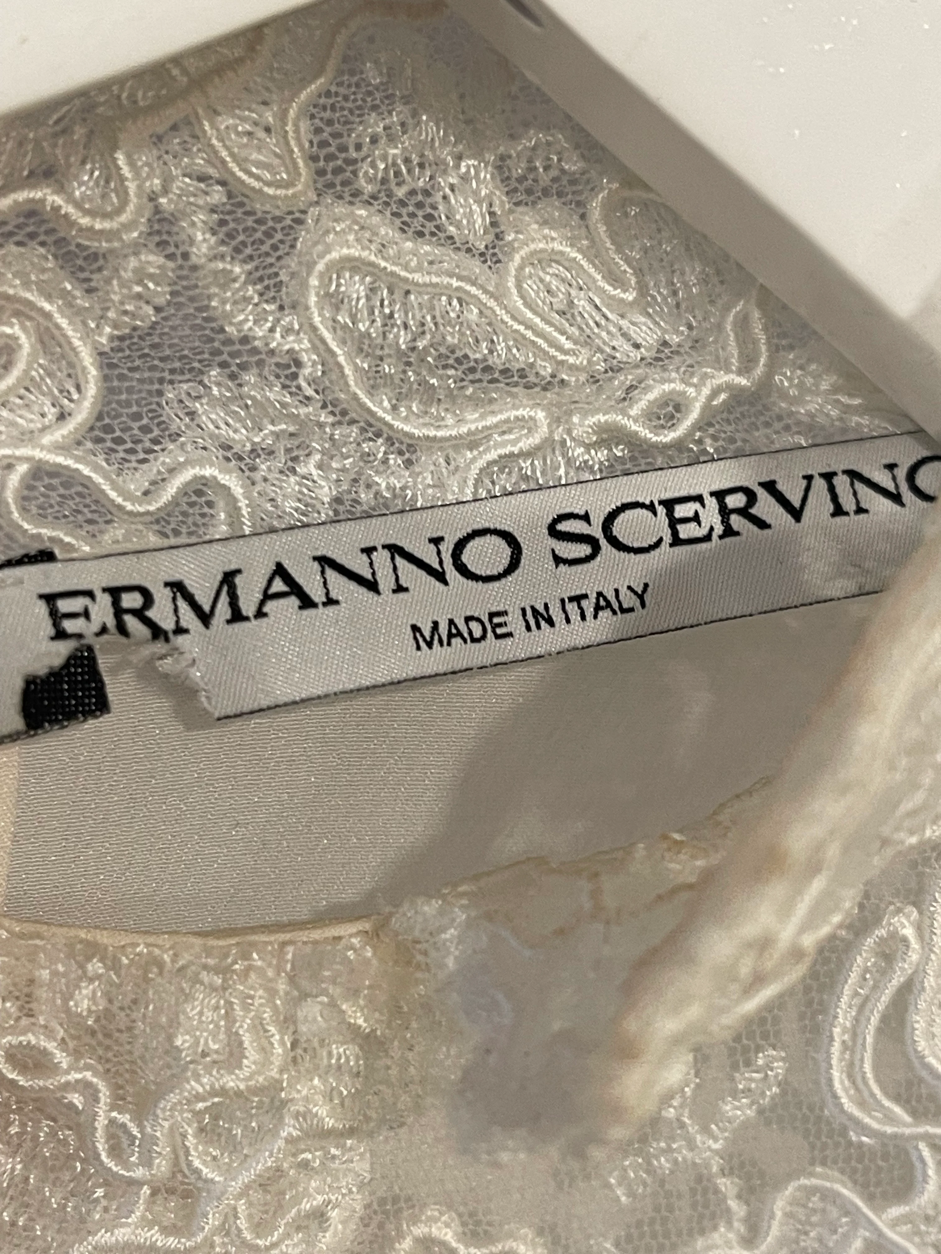 Ermanno Scervino White Silk Shirt Top with Lace Details Size IT 40 (UK 8) - Image 8