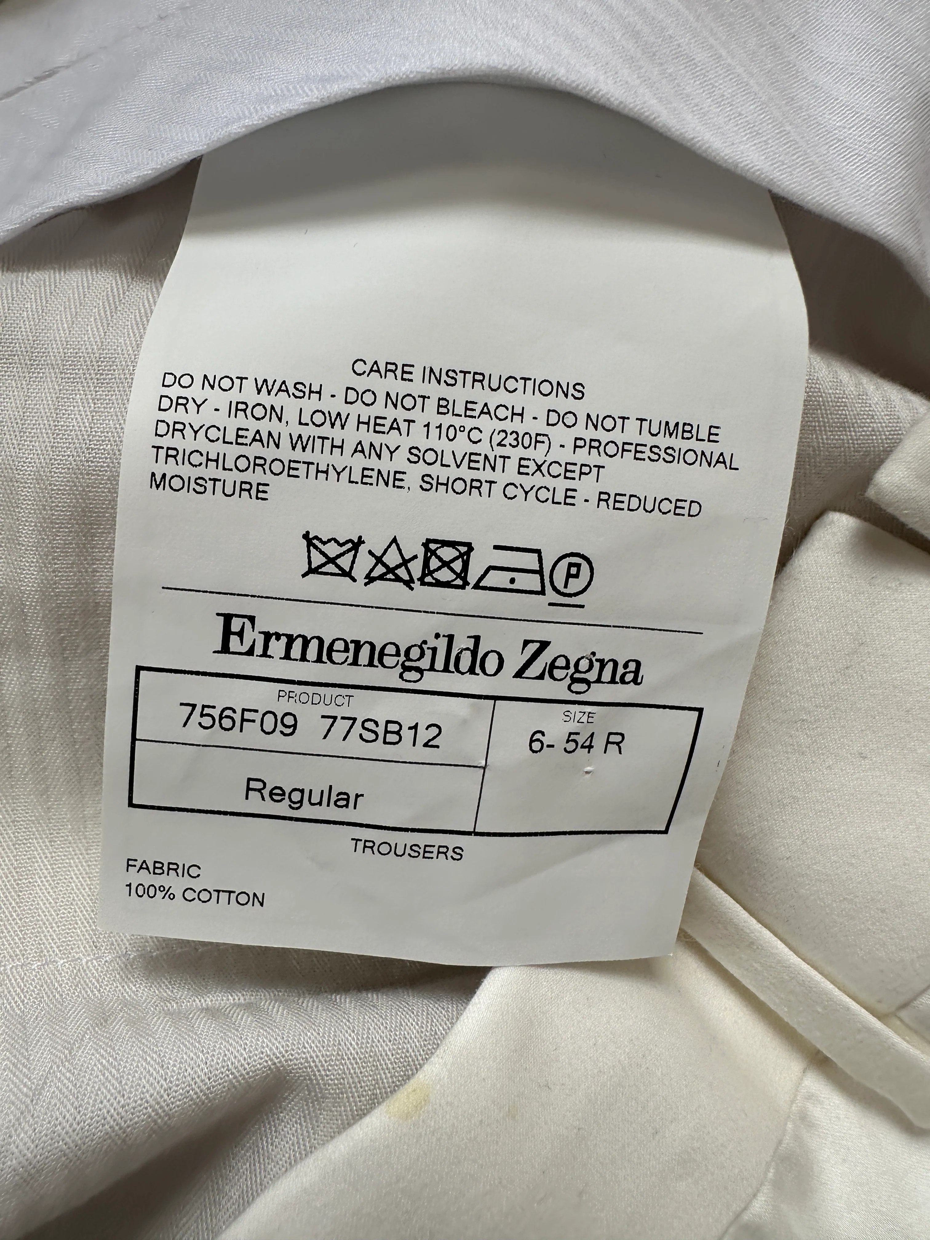 Ermenegildo Zegna Menswear White Chino Trousers  IT 54 (UK 44) - Image 7