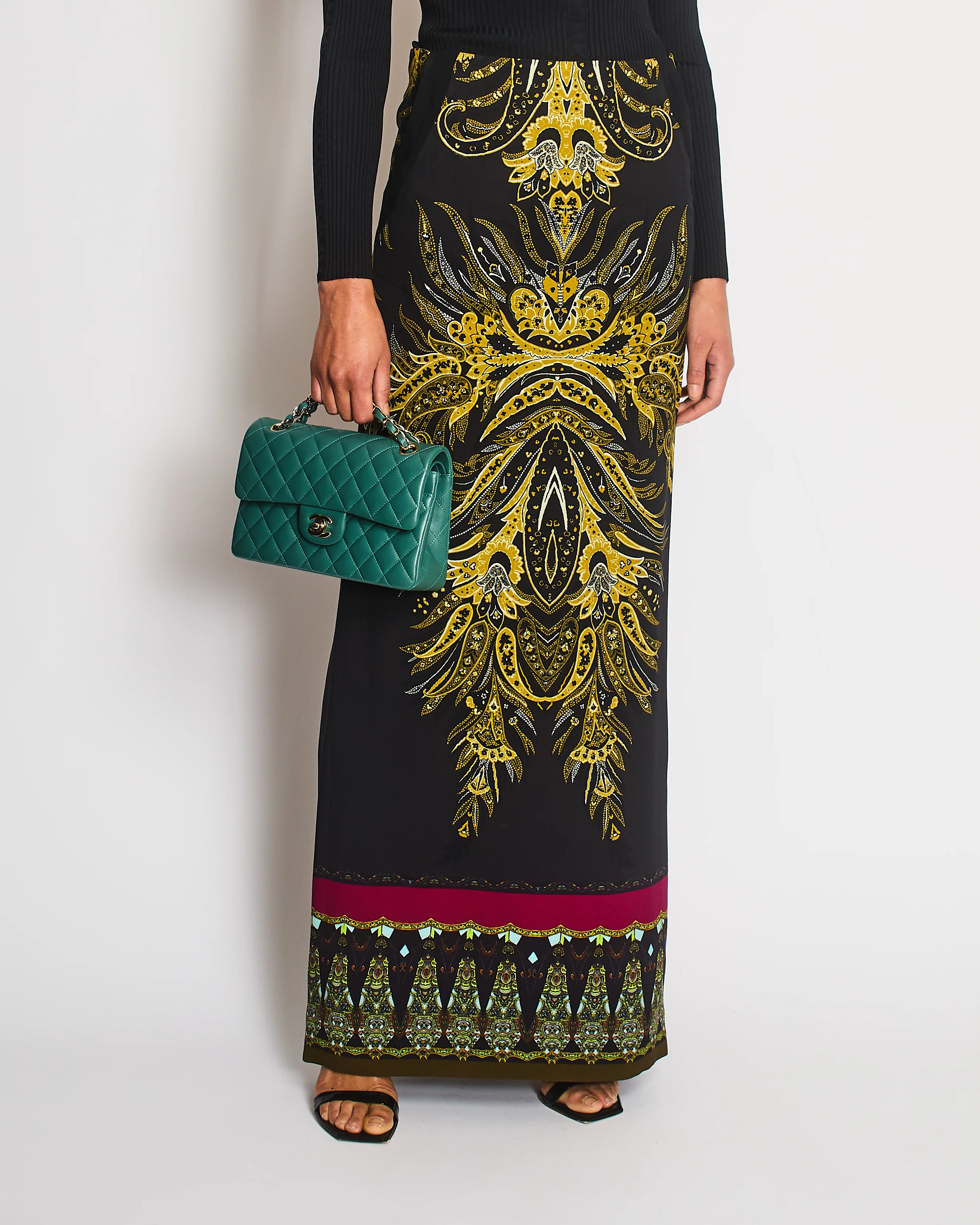 Etro Black Paisley Print Maxi Skirt Size IT 40 (UK 8) - Image 2