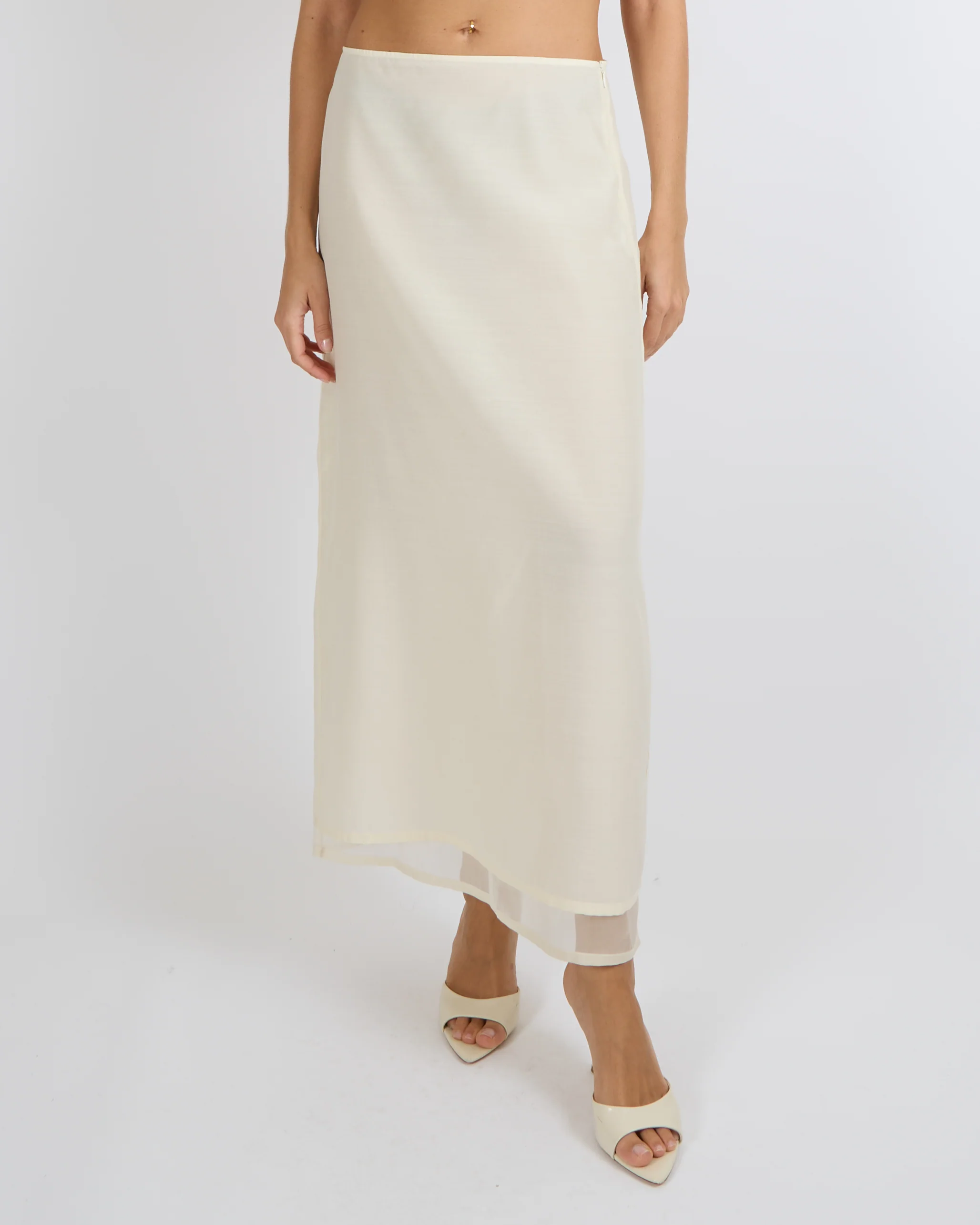 Fabiana Filippi Cream Tulle Midi Skirt Size S (8)&nbsp; - Image 2