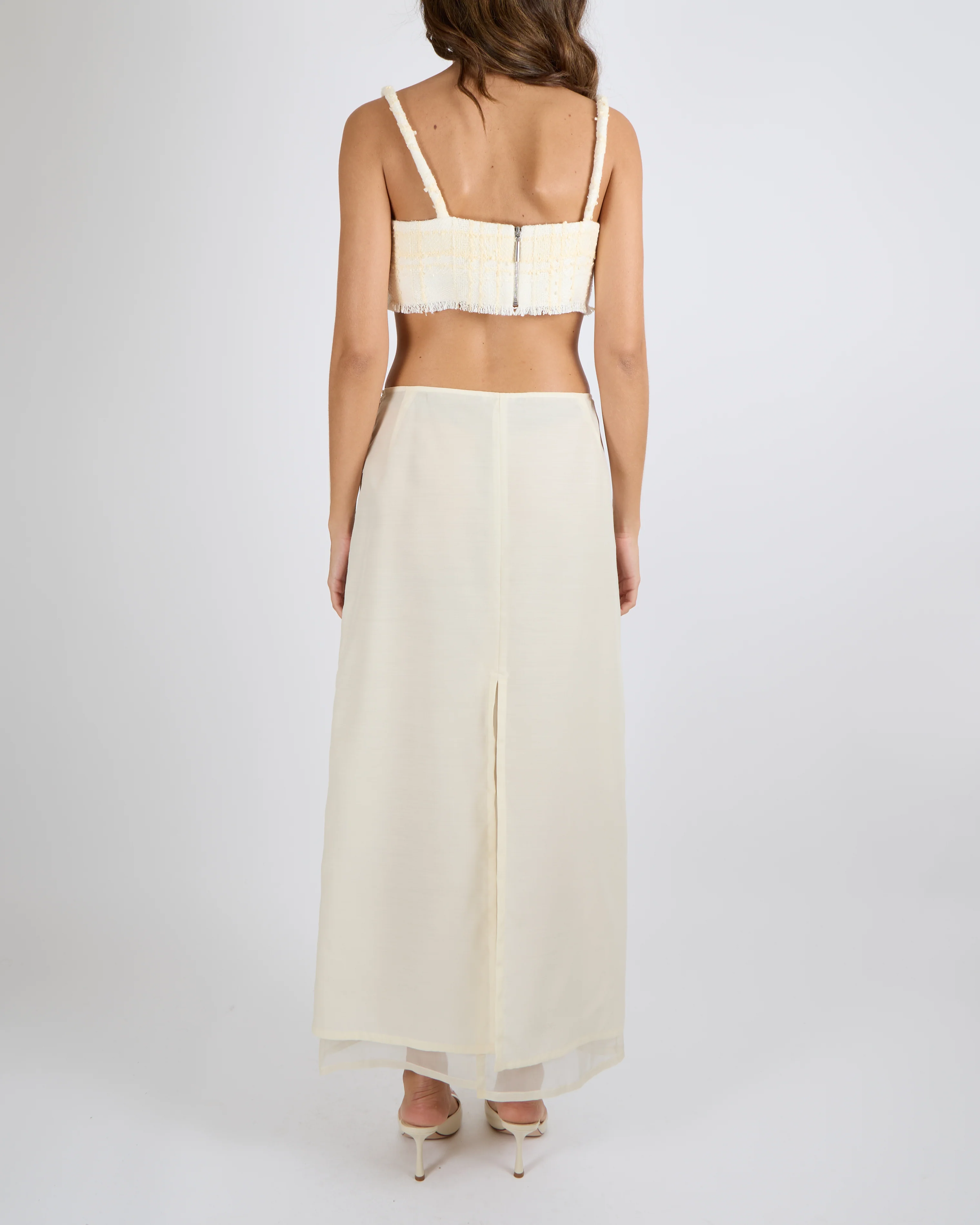 Fabiana Filippi Cream Tulle Midi Skirt Size S (8)&nbsp; - Image 3