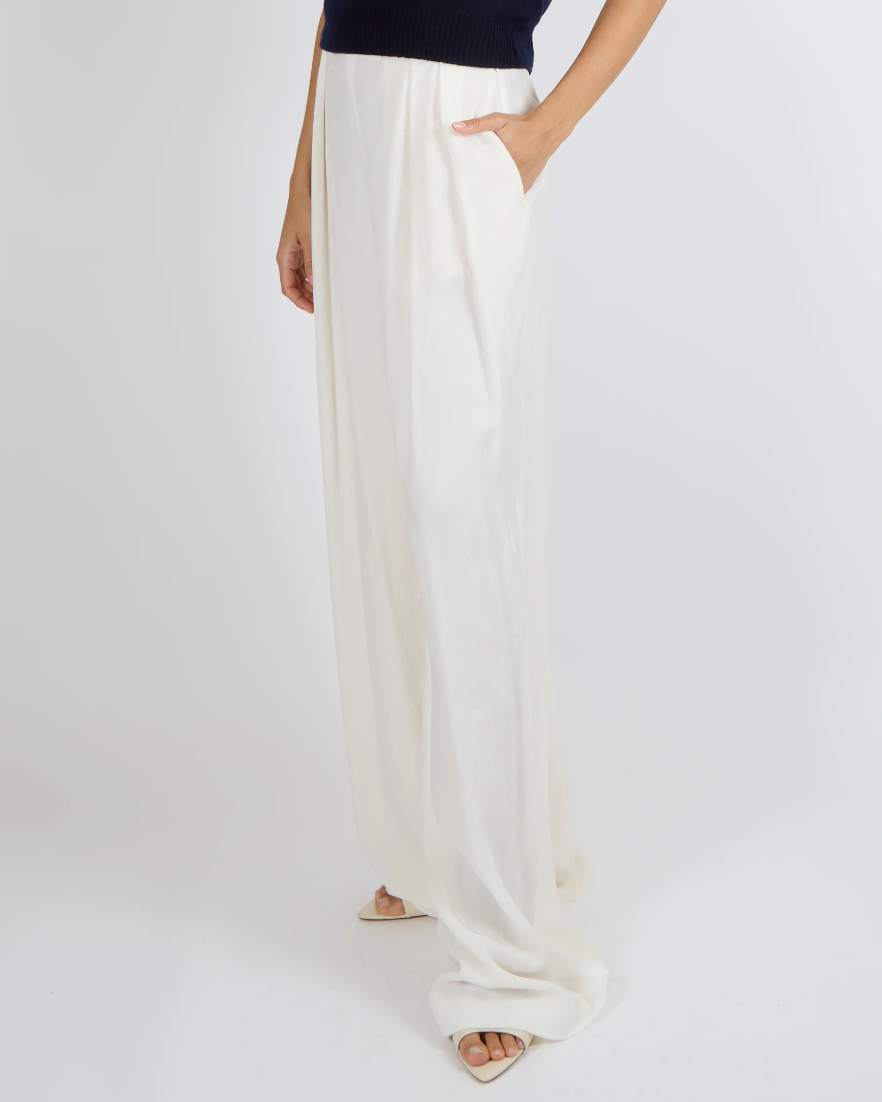 Fabiana Filippi White Velours Wide-Leg Trousers Size IT 42 (UK 10) RRP £670 - Image 4