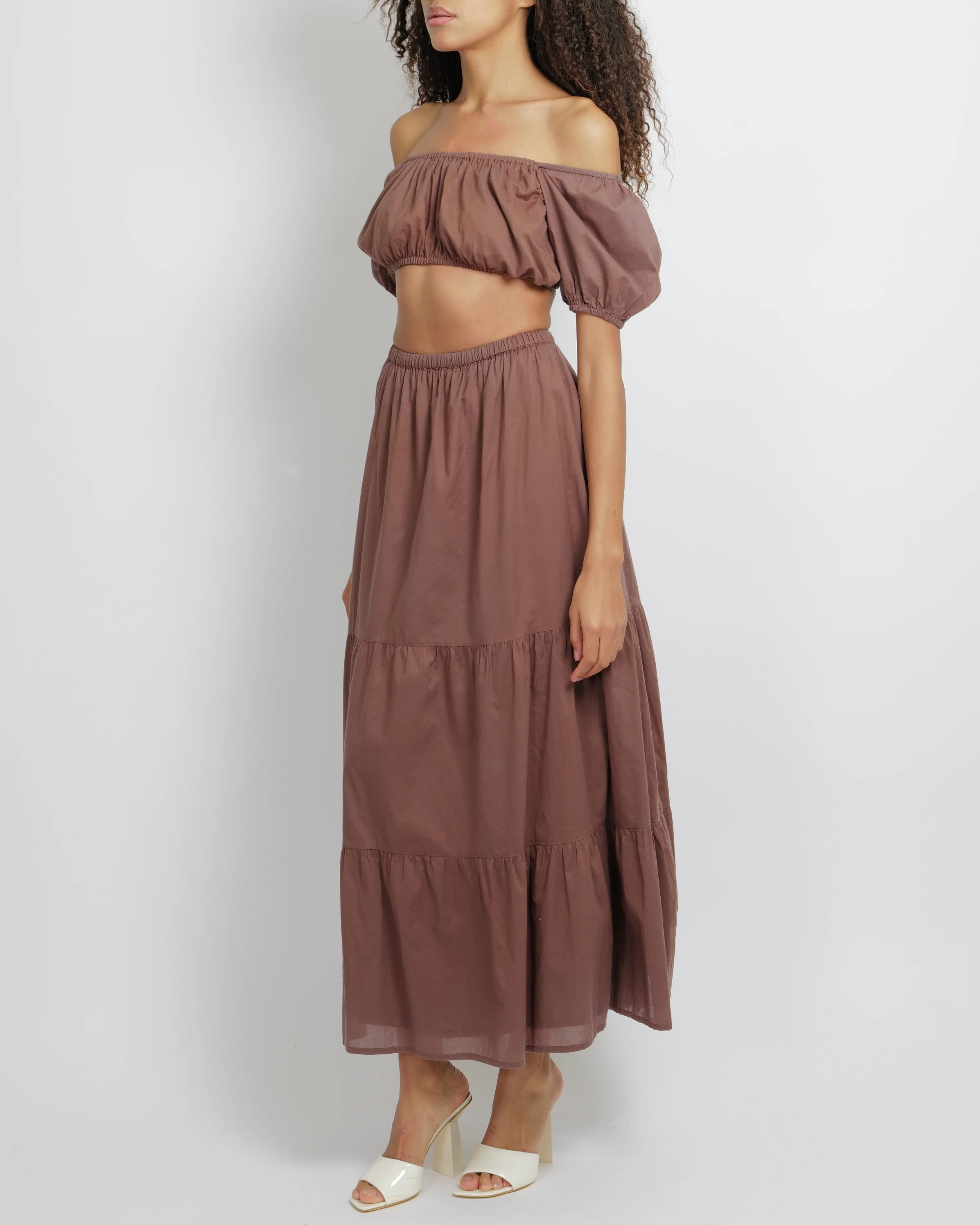 Faithfull The Brand Brown Crop Top and Skirt Set Size S (UK 8) - Image 2