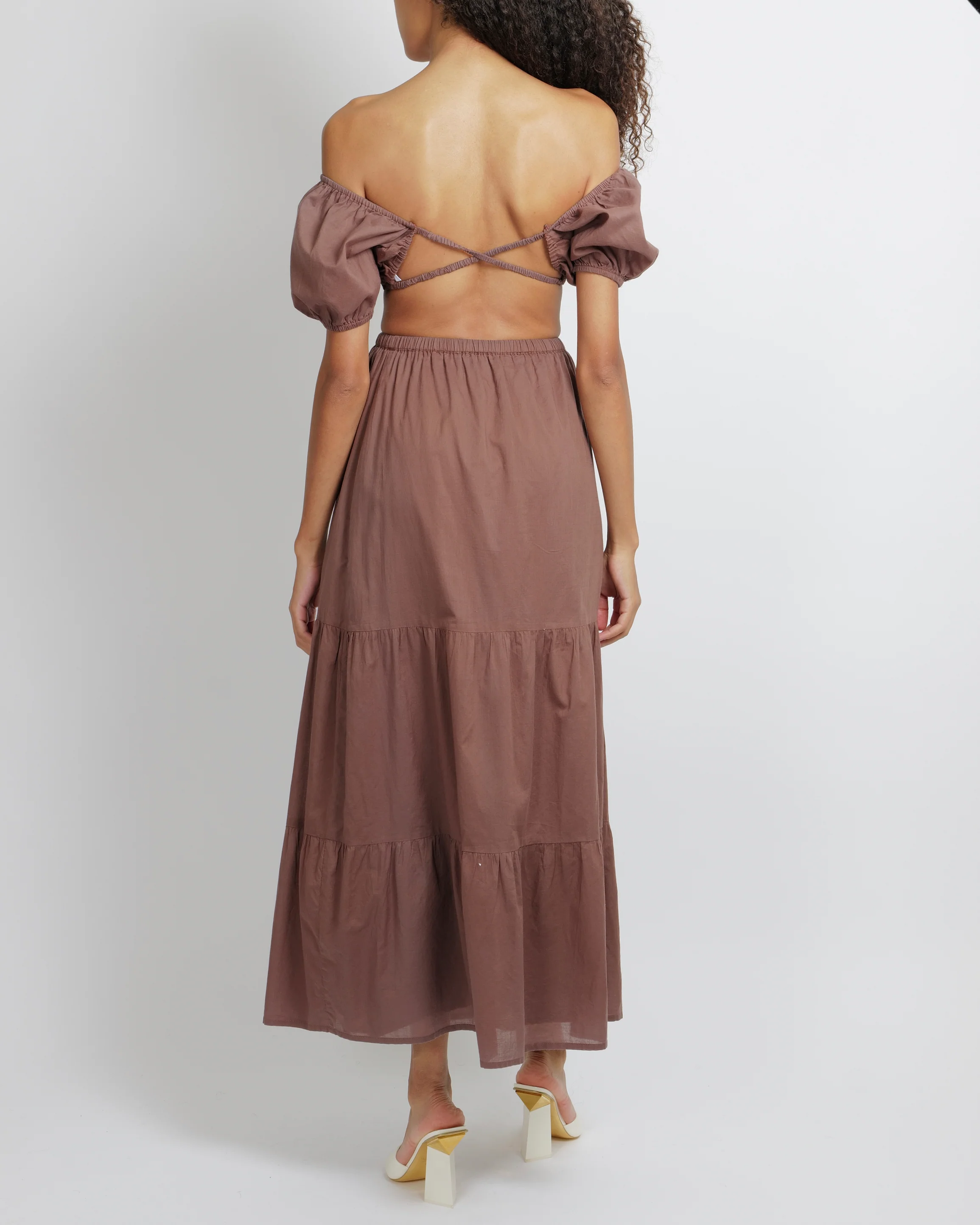 Faithfull The Brand Brown Crop Top and Skirt Set Size S (UK 8) - Image 3