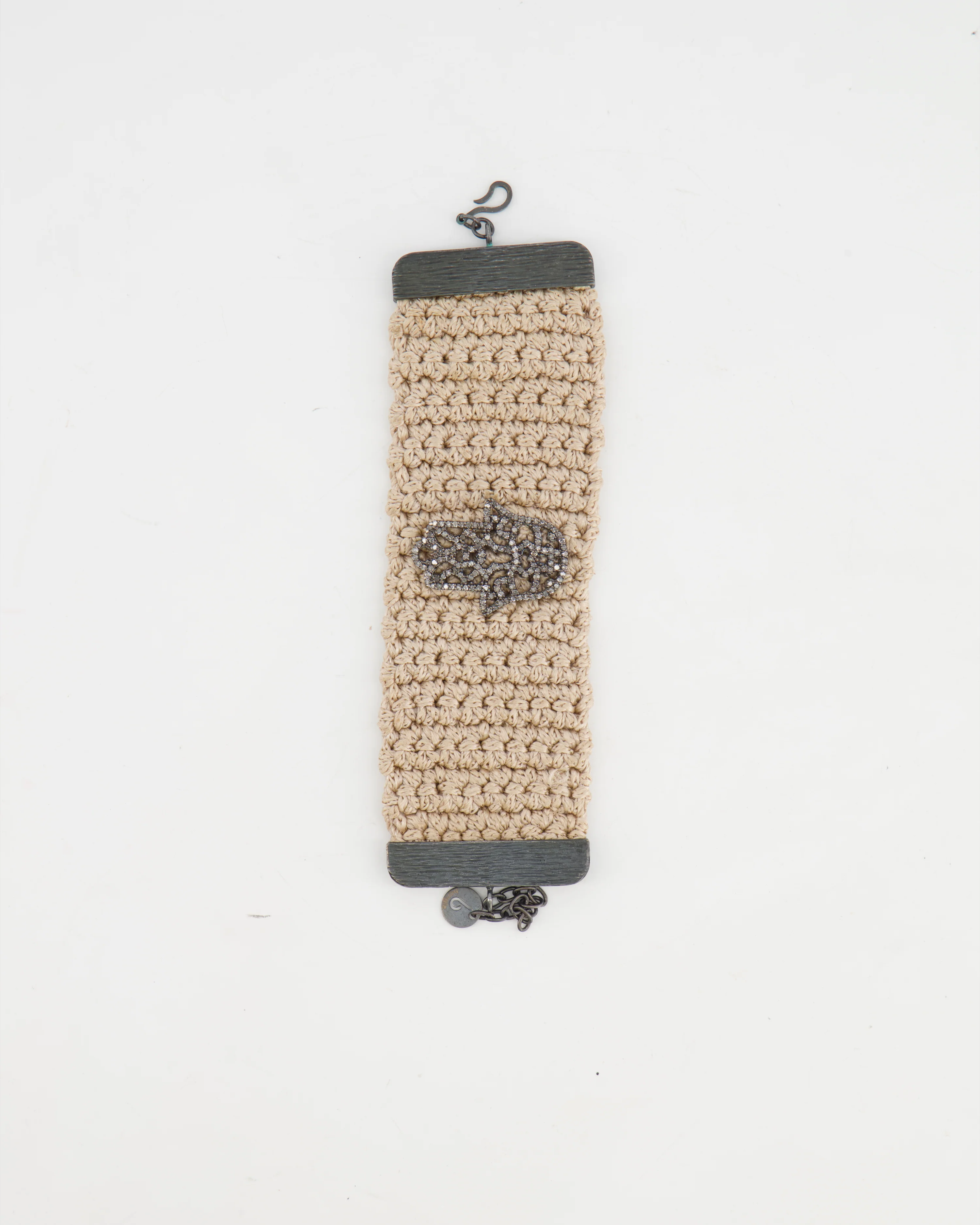 Fatima Hand Crystal Embellished Raffia Bracelet - Image 4