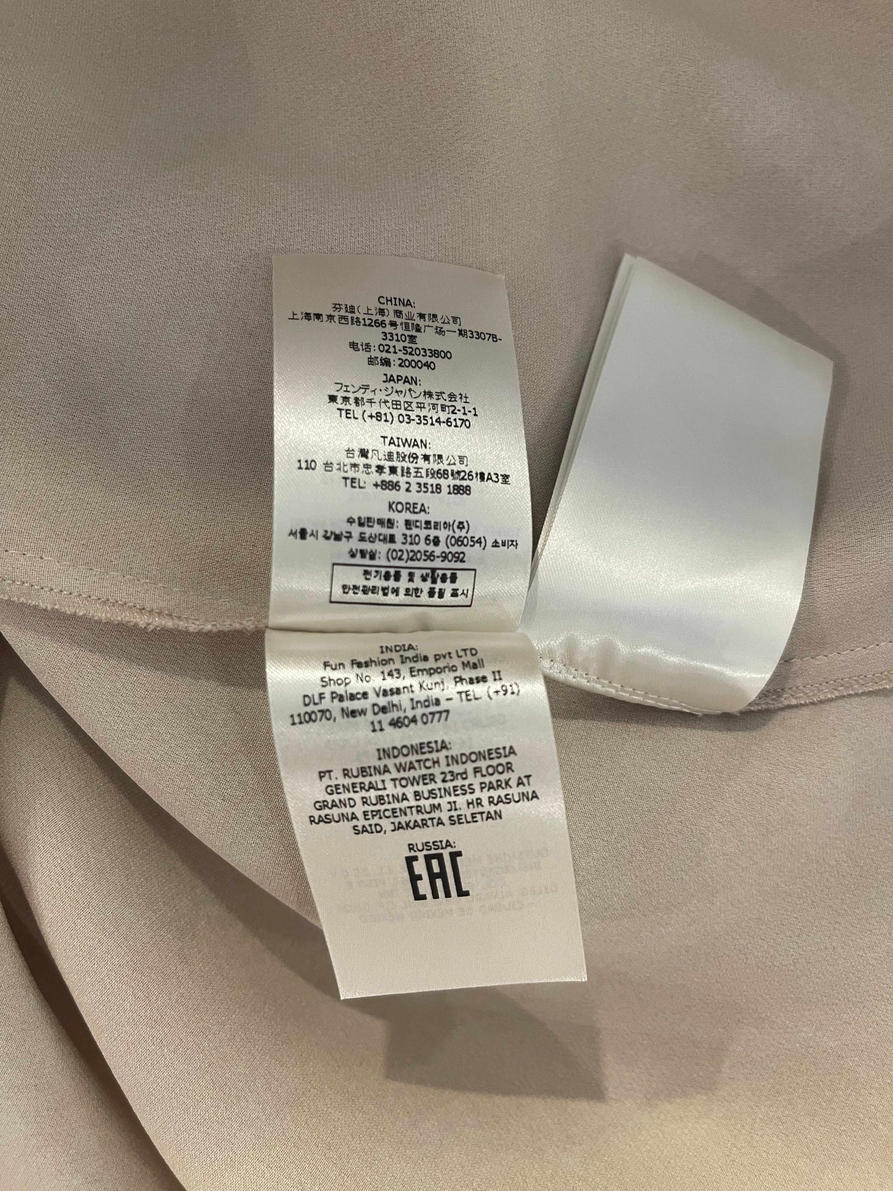 Fendi Beige and Brown Silk Long-Sleeve Graphic Blouse Top Size IT 42 (UK 10) - Image 12