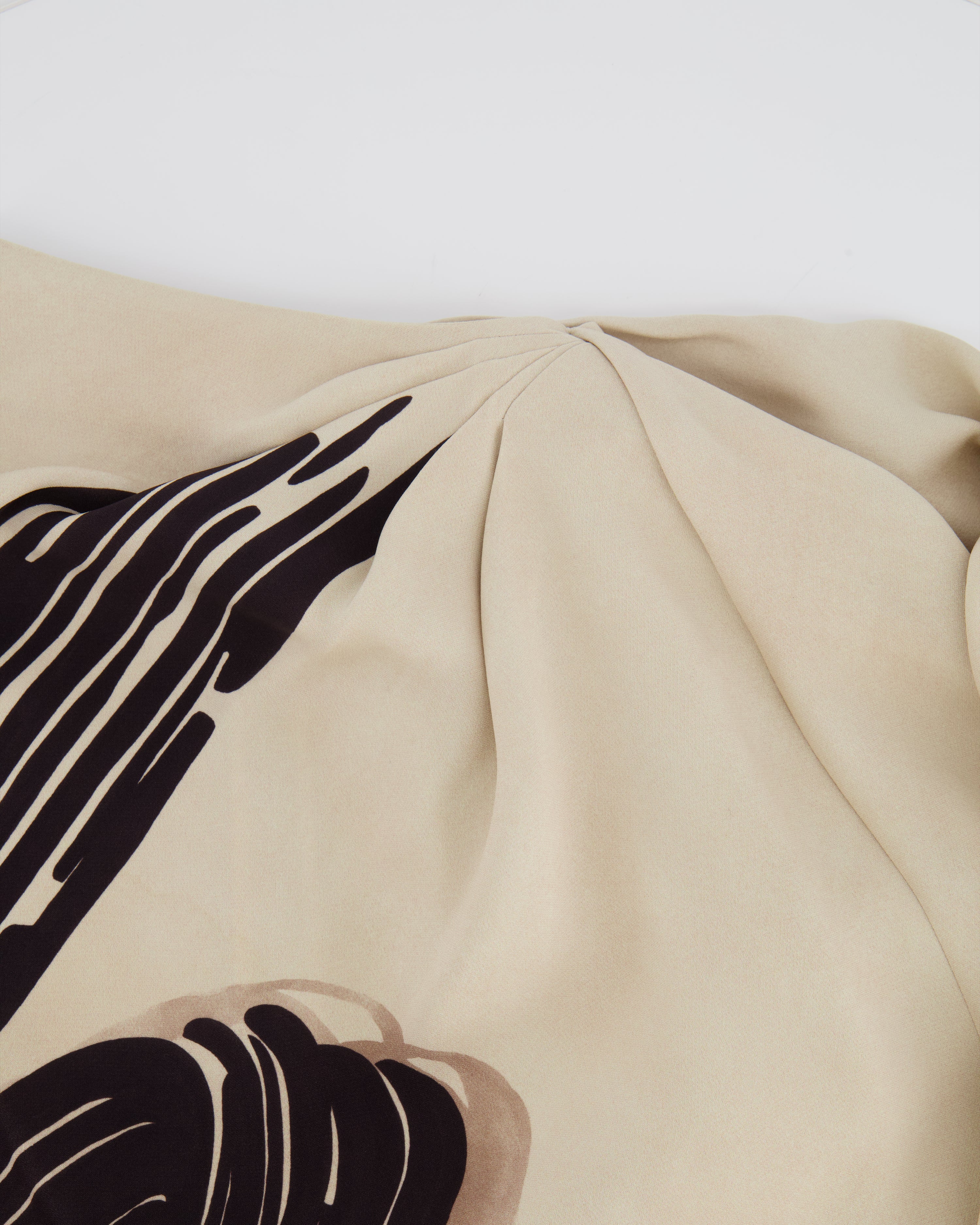 Fendi Beige and Brown Silk Long-Sleeve Graphic Blouse Top Size IT 42 (UK 10) - Image 3