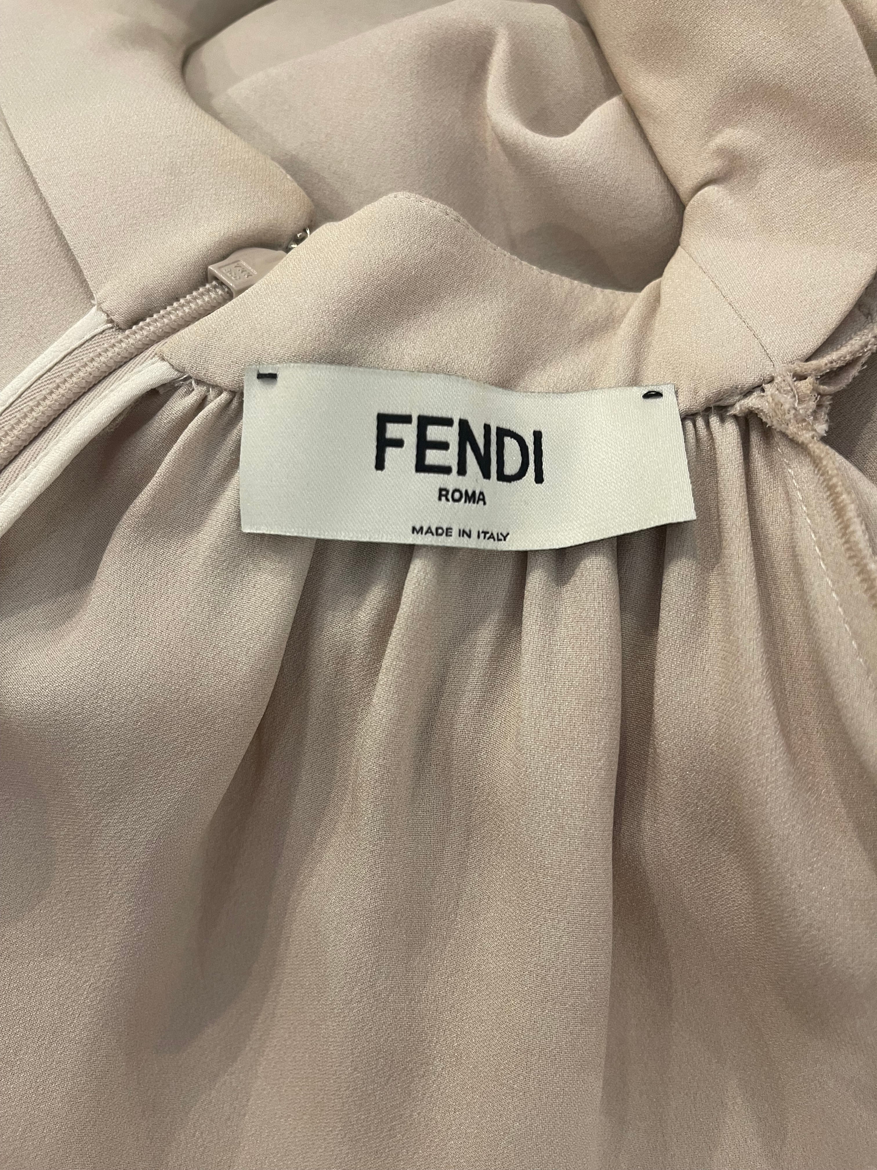 Fendi Beige and Brown Silk Long-Sleeve Graphic Blouse Top Size IT 42 (UK 10) - Image 9